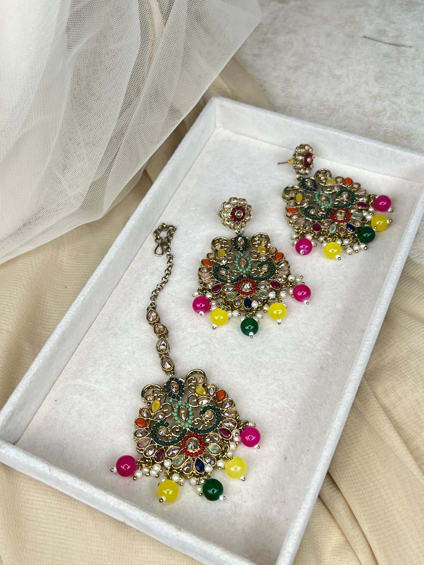 Bib Style Polki Semi Bridal Choker set