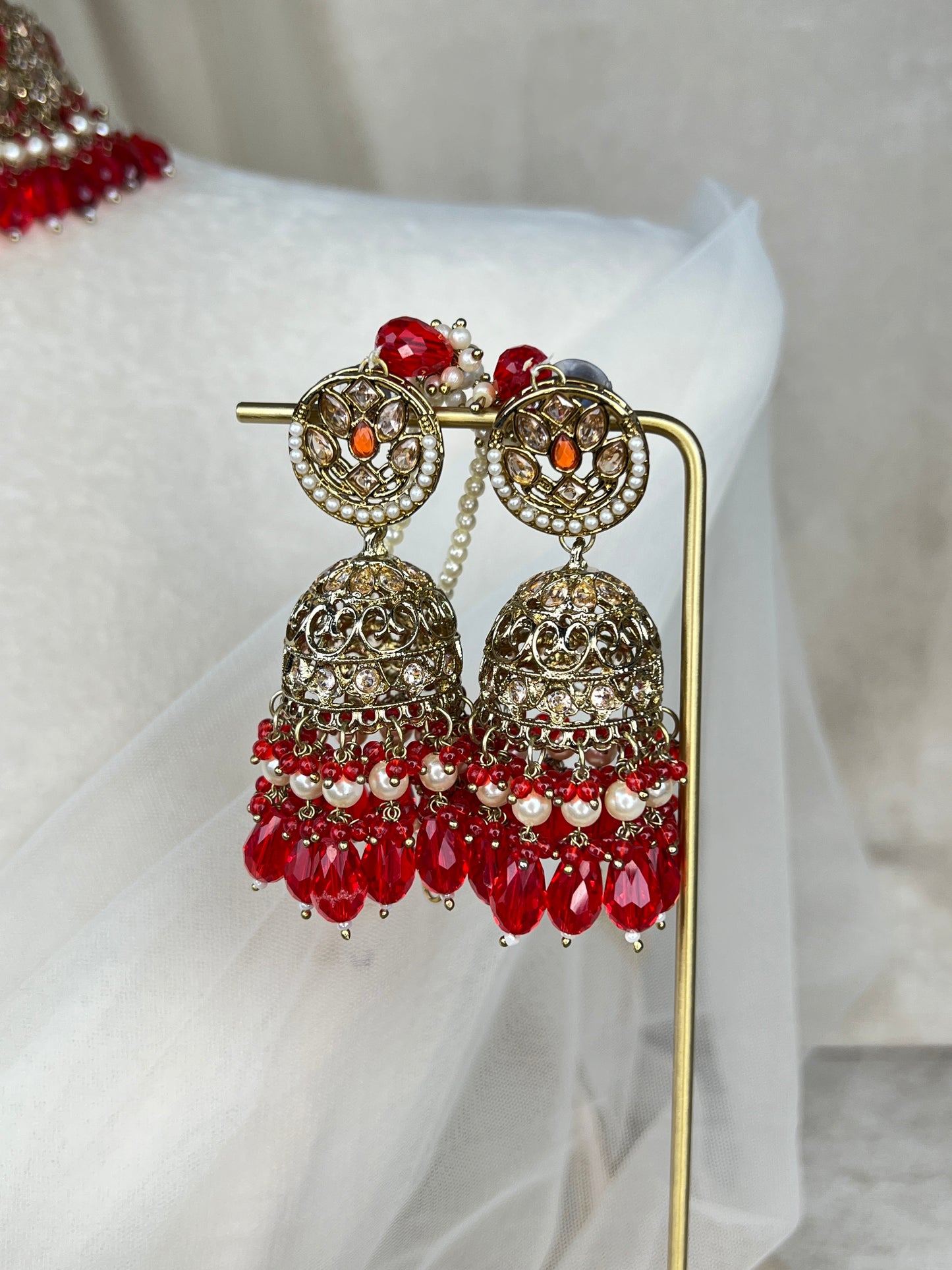 Pakistani Semi Bridal Choker Set w/Jhommar