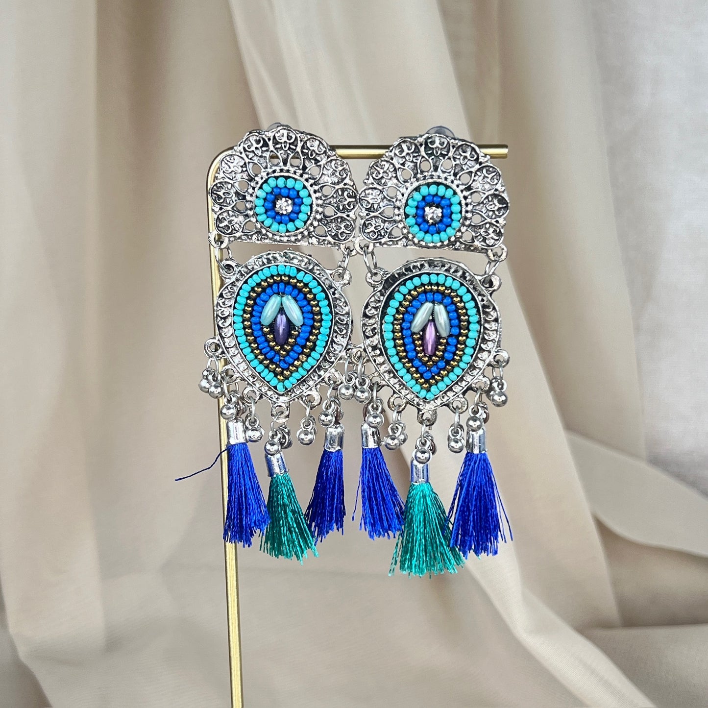 Oxidized Tassel Earring