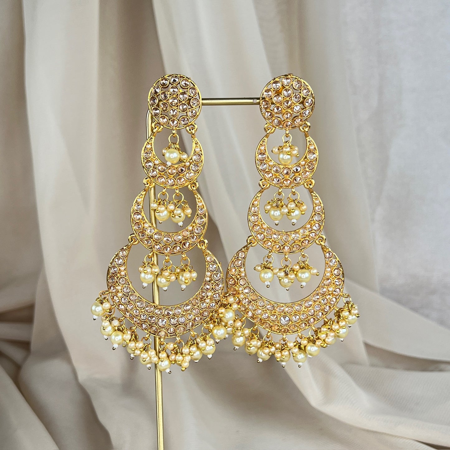 Long Gold Statement Chandelier Earrings