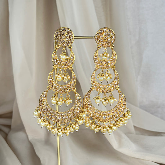 Long Gold Statement Chandelier Earrings