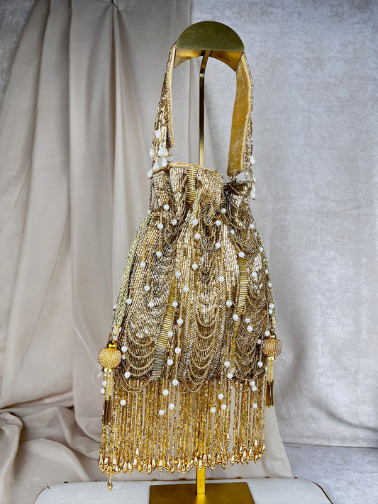 Gold | Silver | Bridal Beaded Potli | Bag | Purse