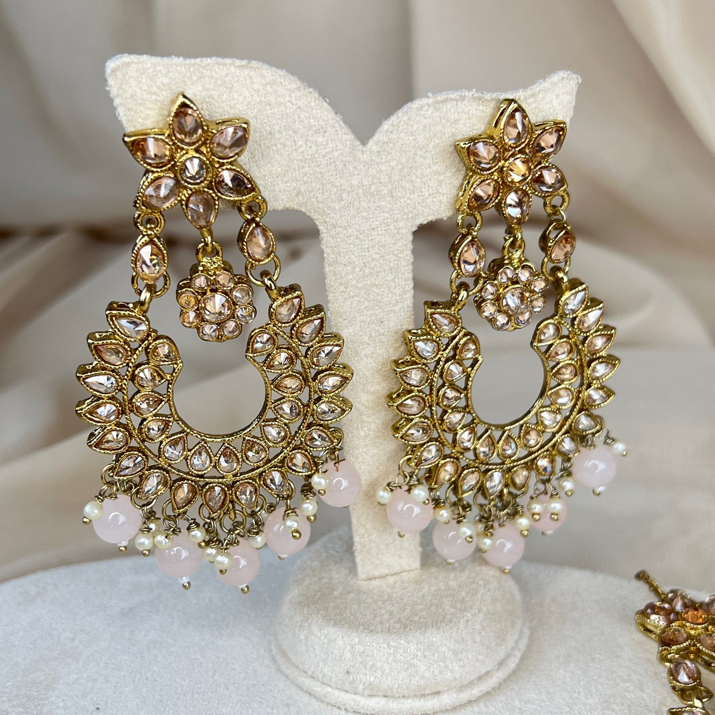 Oversized Polki Earring and Tikka Set