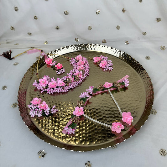Floral | Faux Flower Necklace set w/ hand bracelets