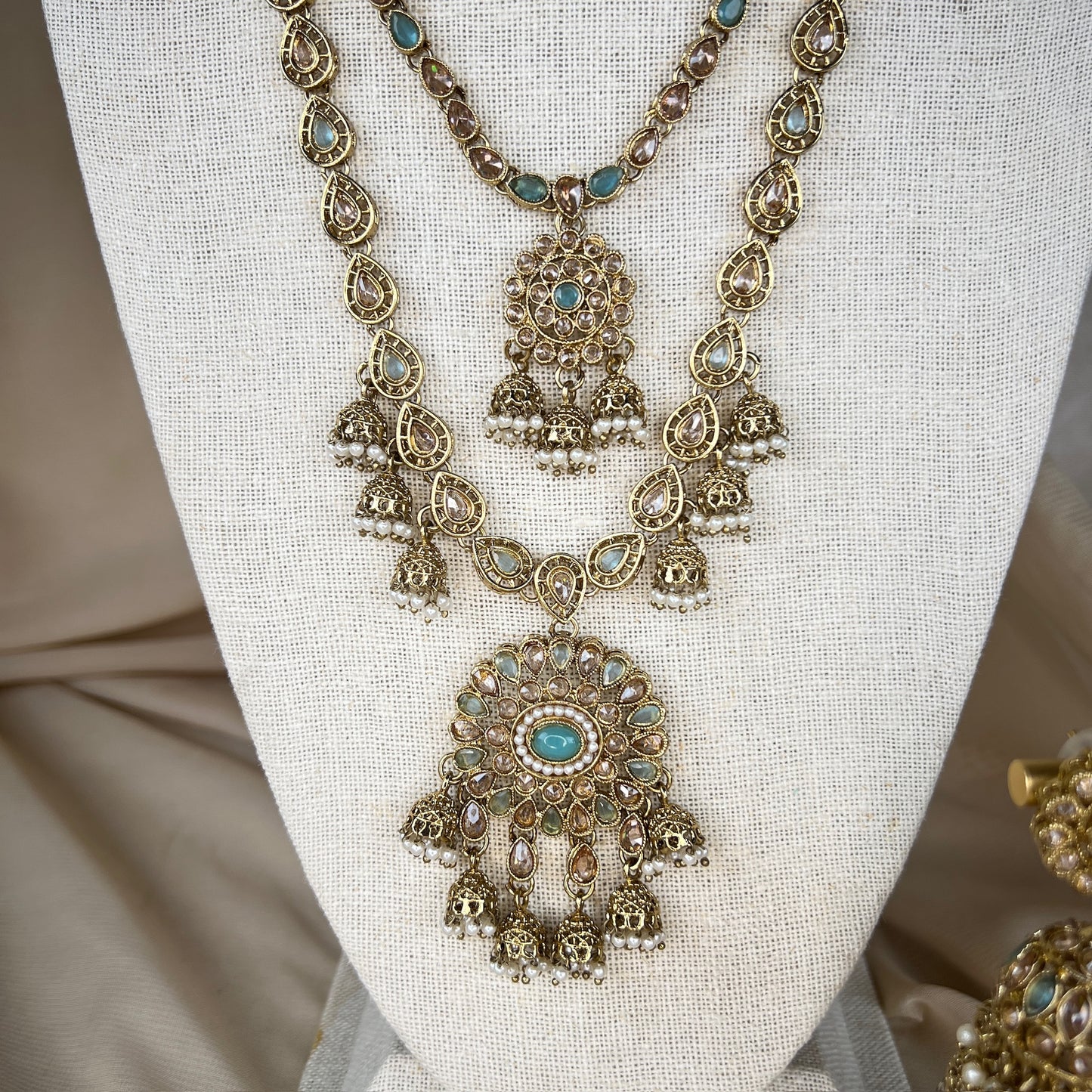 Polki Jhumka Long Necklace Set | Mala | Haar