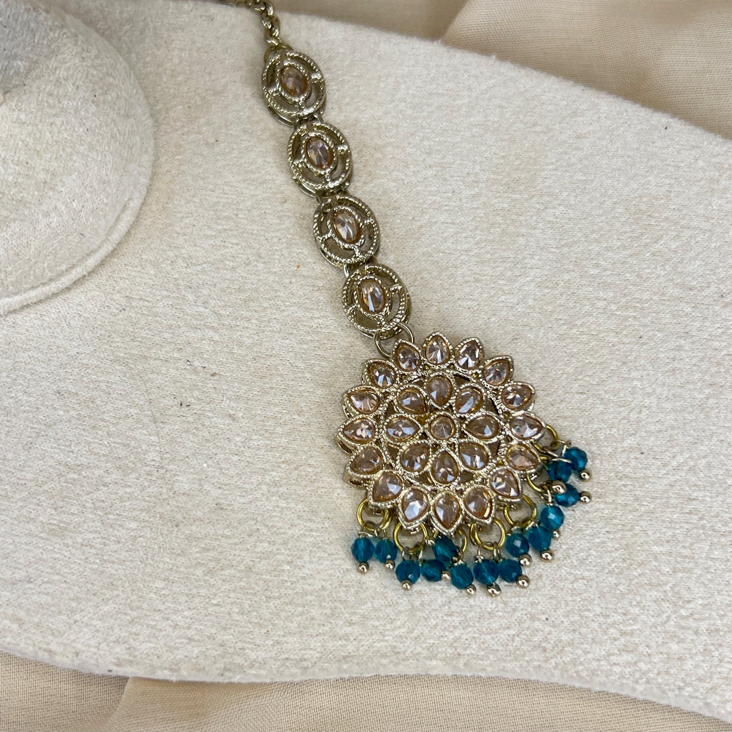 Gold Jhumka Earring & Tikka Set