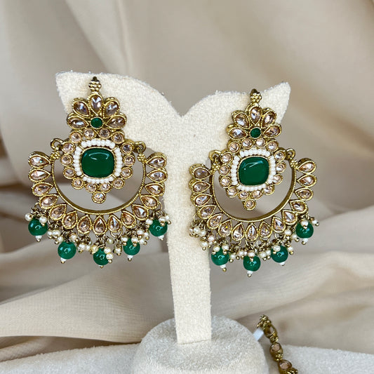 Polki Oversized Earring & Tikka Set