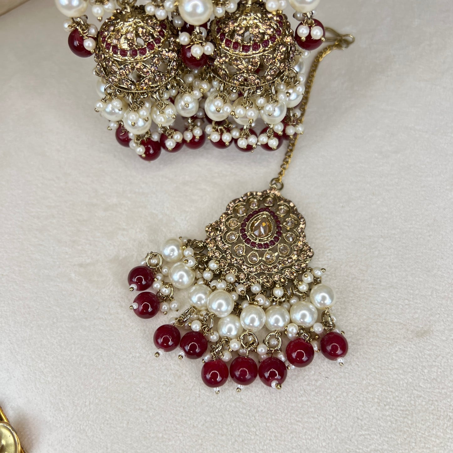 Maroon Bib Style Semi Bridal