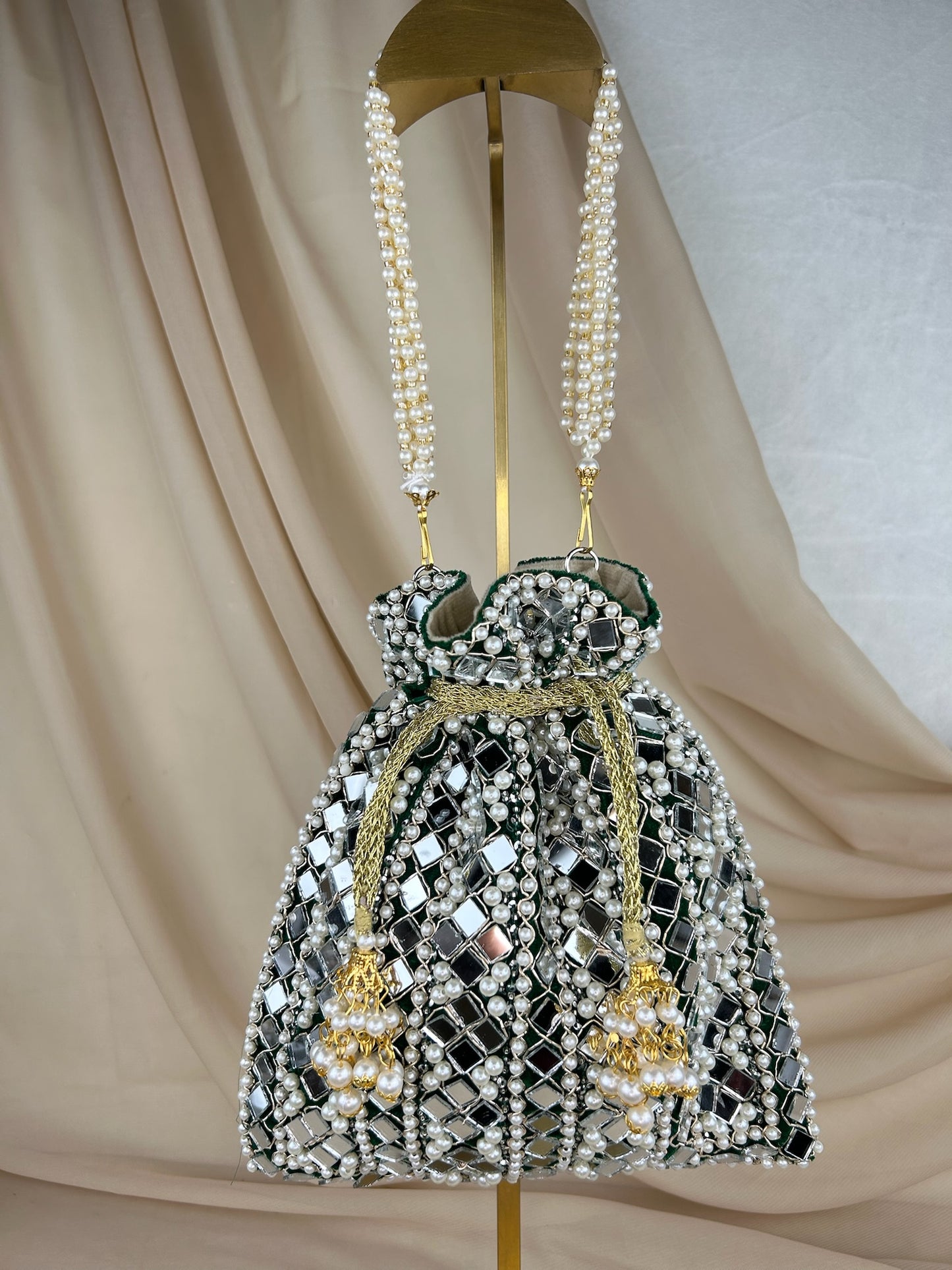 Mirror and Velvet Potli Bag