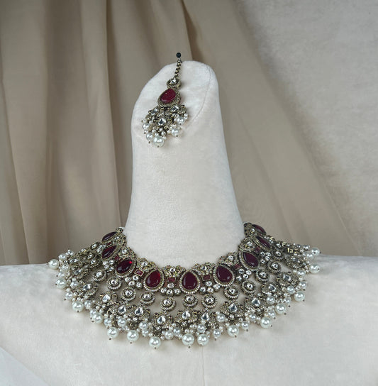 Moissanite Kundan AD Gold Semi Bridal Set