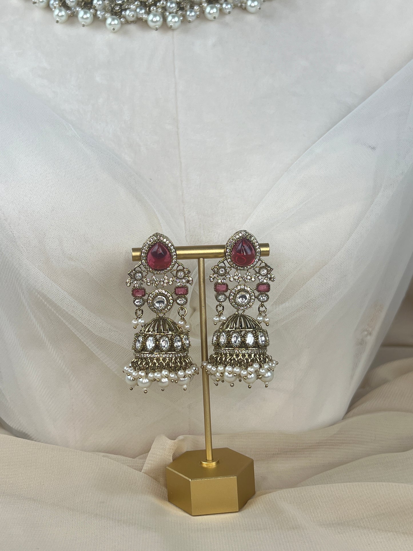 Moissanite Kundan AD Gold Semi Bridal Set