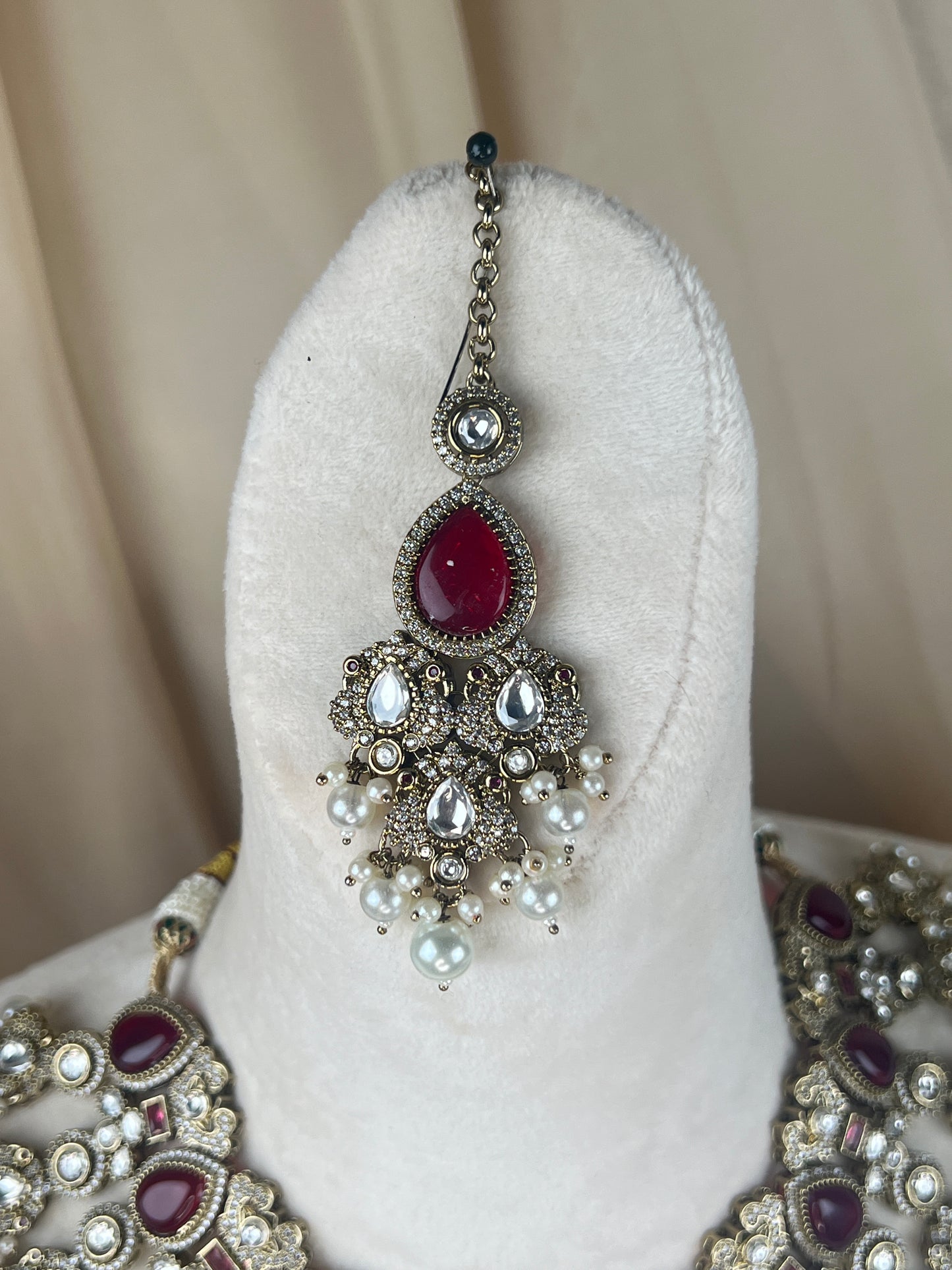 Moissanite Kundan AD Gold Semi Bridal Set