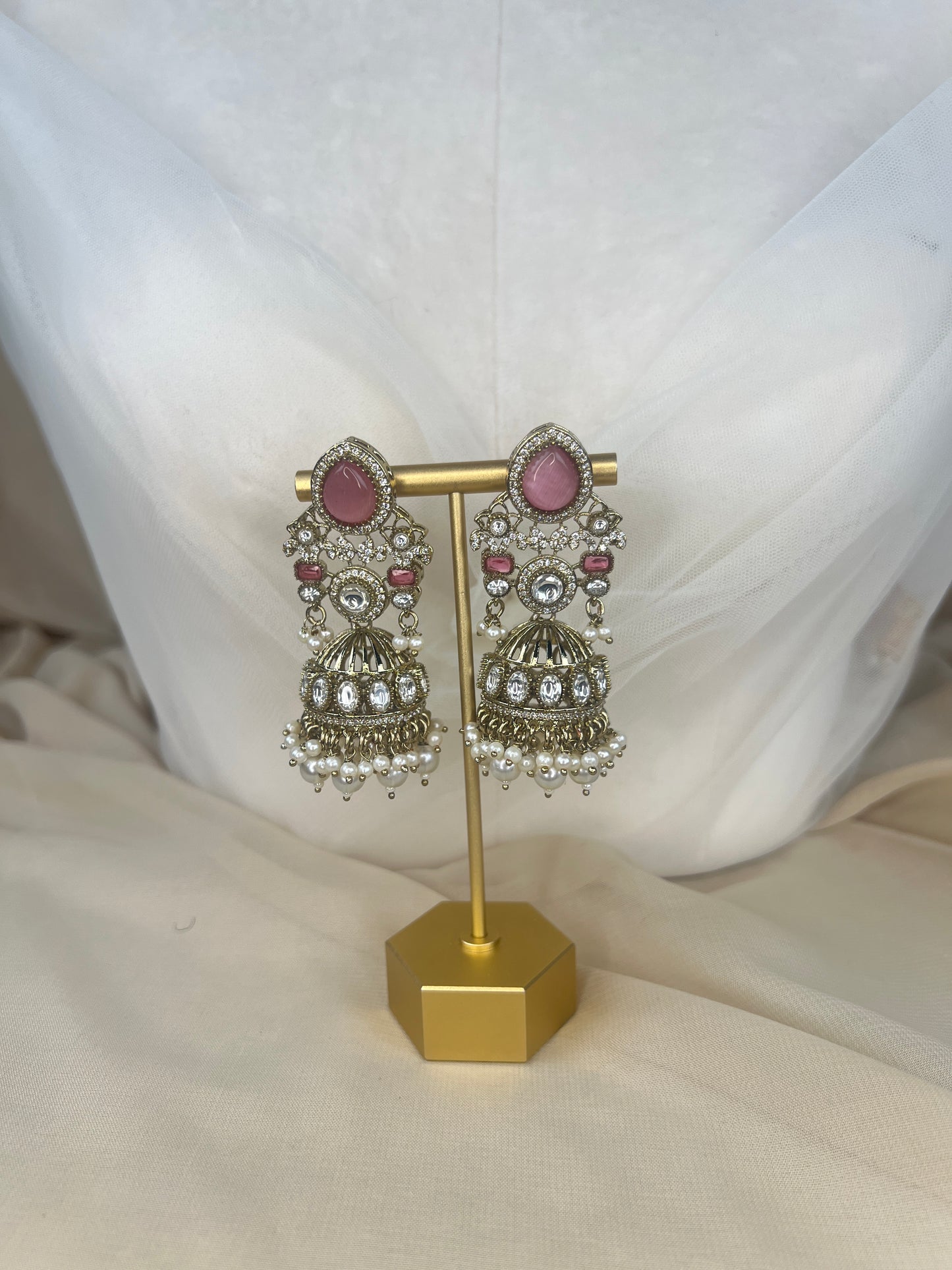 Moissanite Kundan AD Gold Semi Bridal Set
