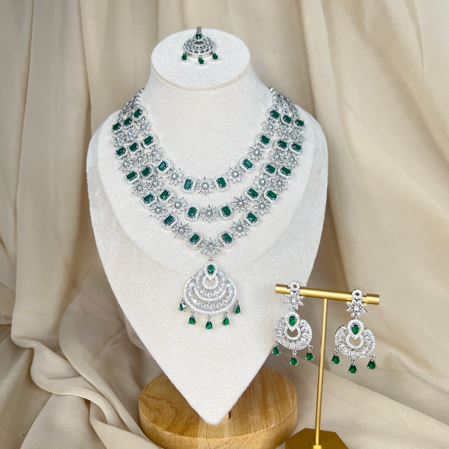American Diamond | AD Long  Haar Necklace Set