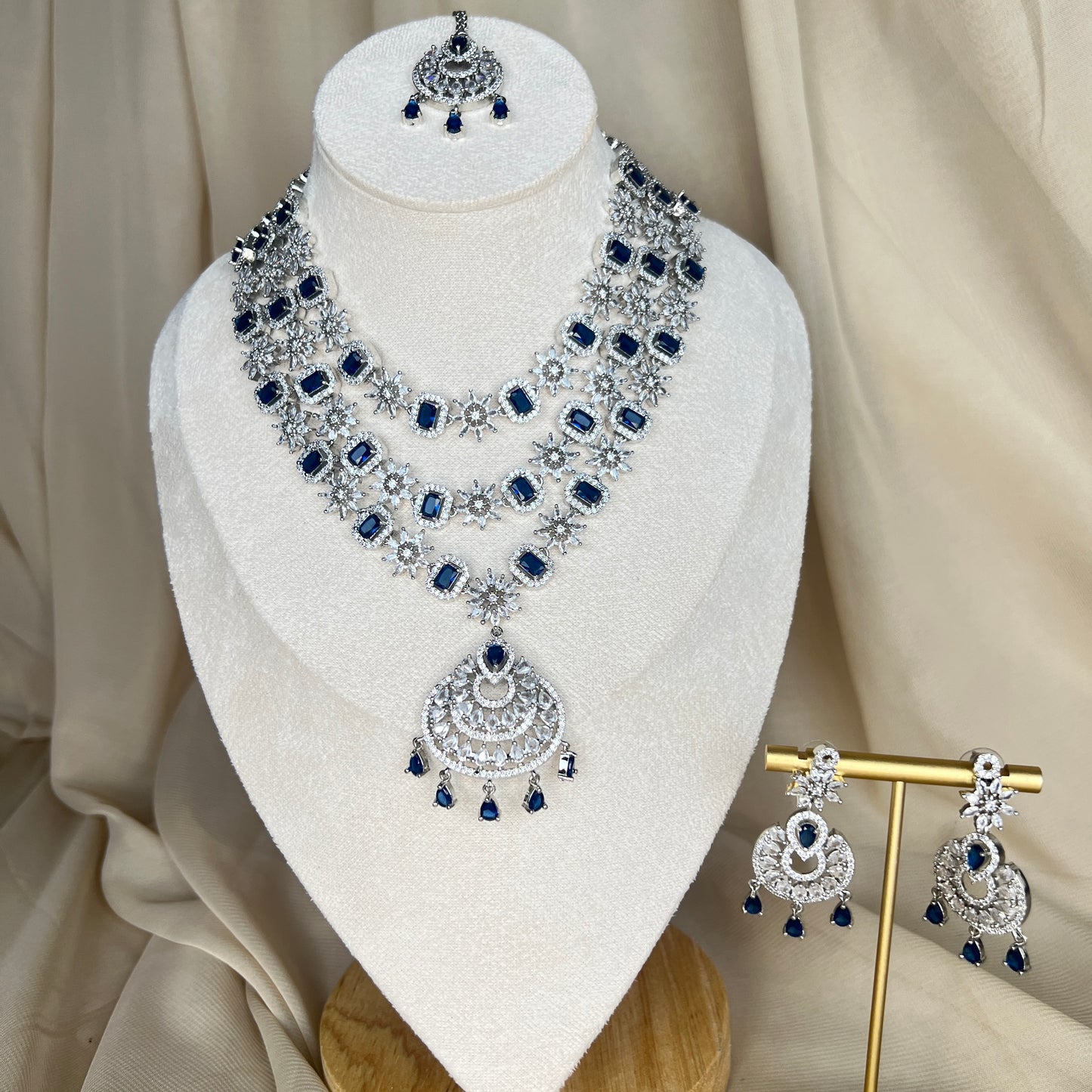 American Diamond | AD Long  Haar Necklace Set