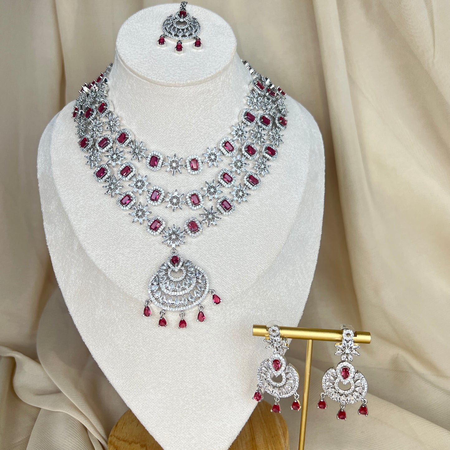 American Diamond | AD Long  Haar Necklace Set