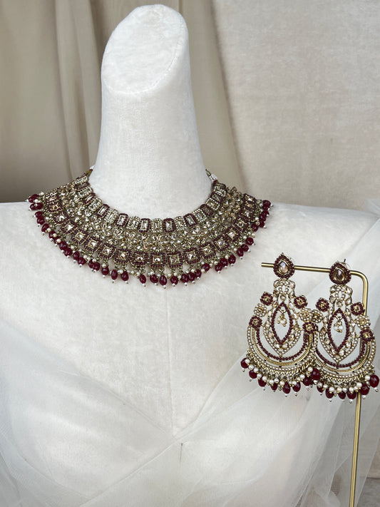 Nauratan Polki Necklace Set