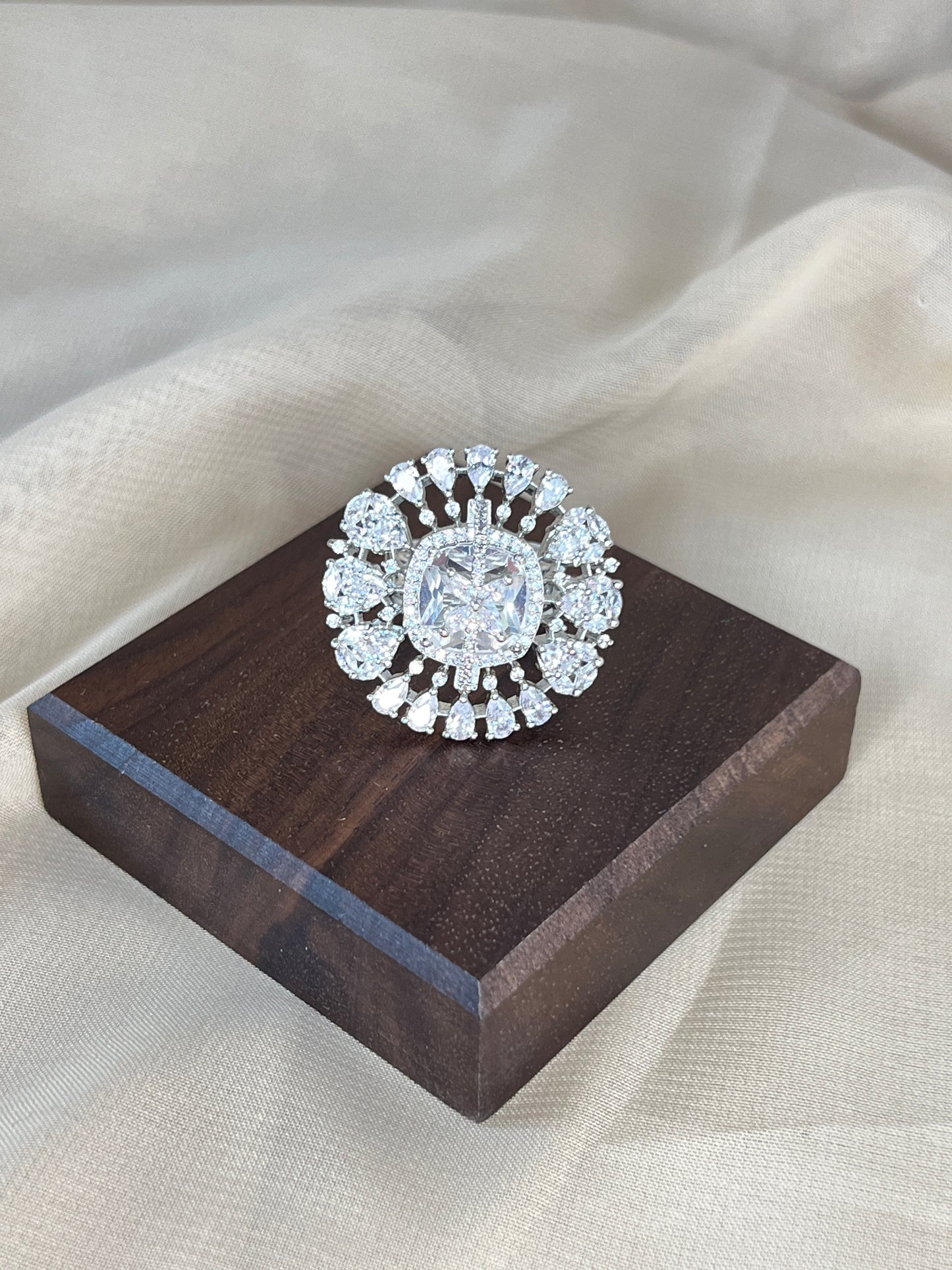 American Diamond Adjustable Ring