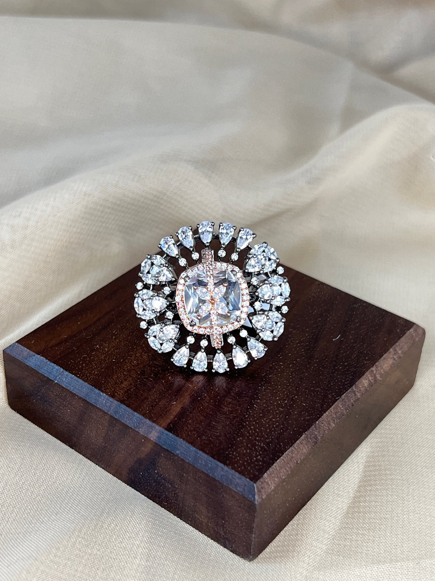 American Diamond Adjustable Ring