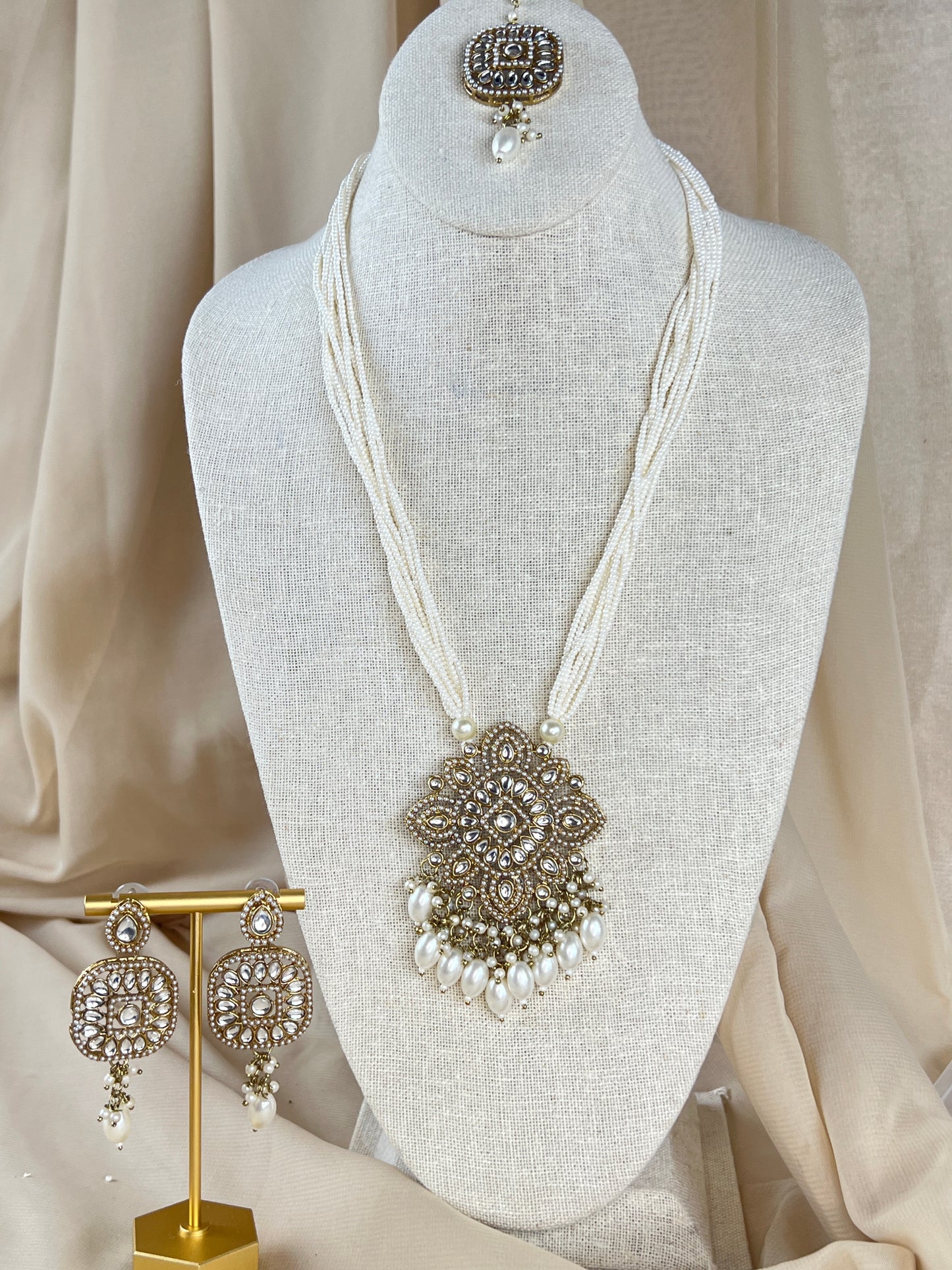 Pearl Long Haar Necklace Set