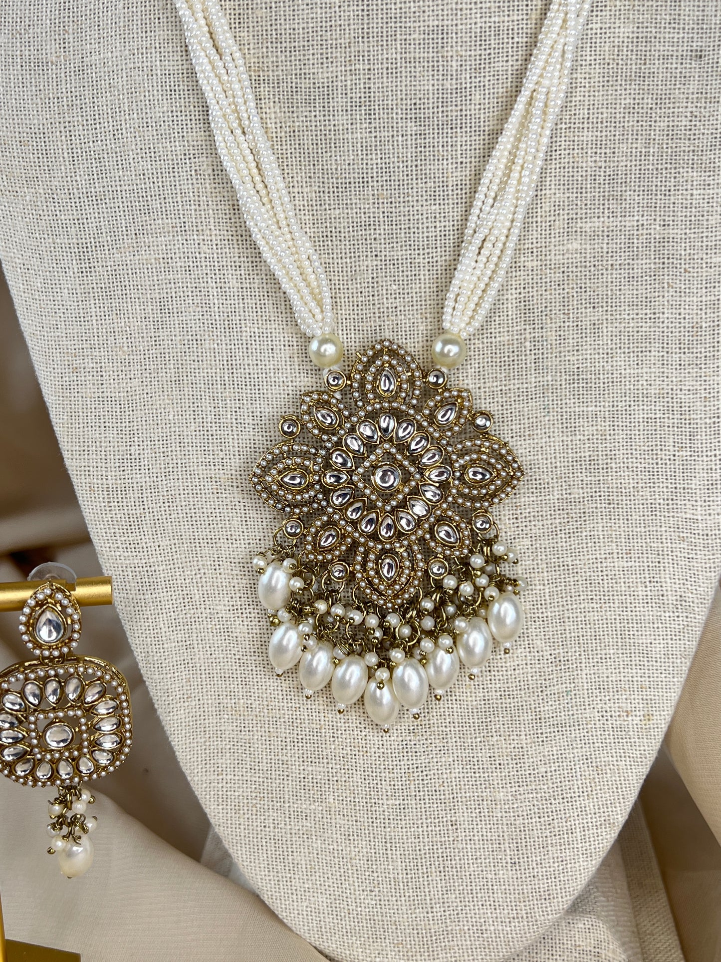 Pearl Long Haar Necklace Set