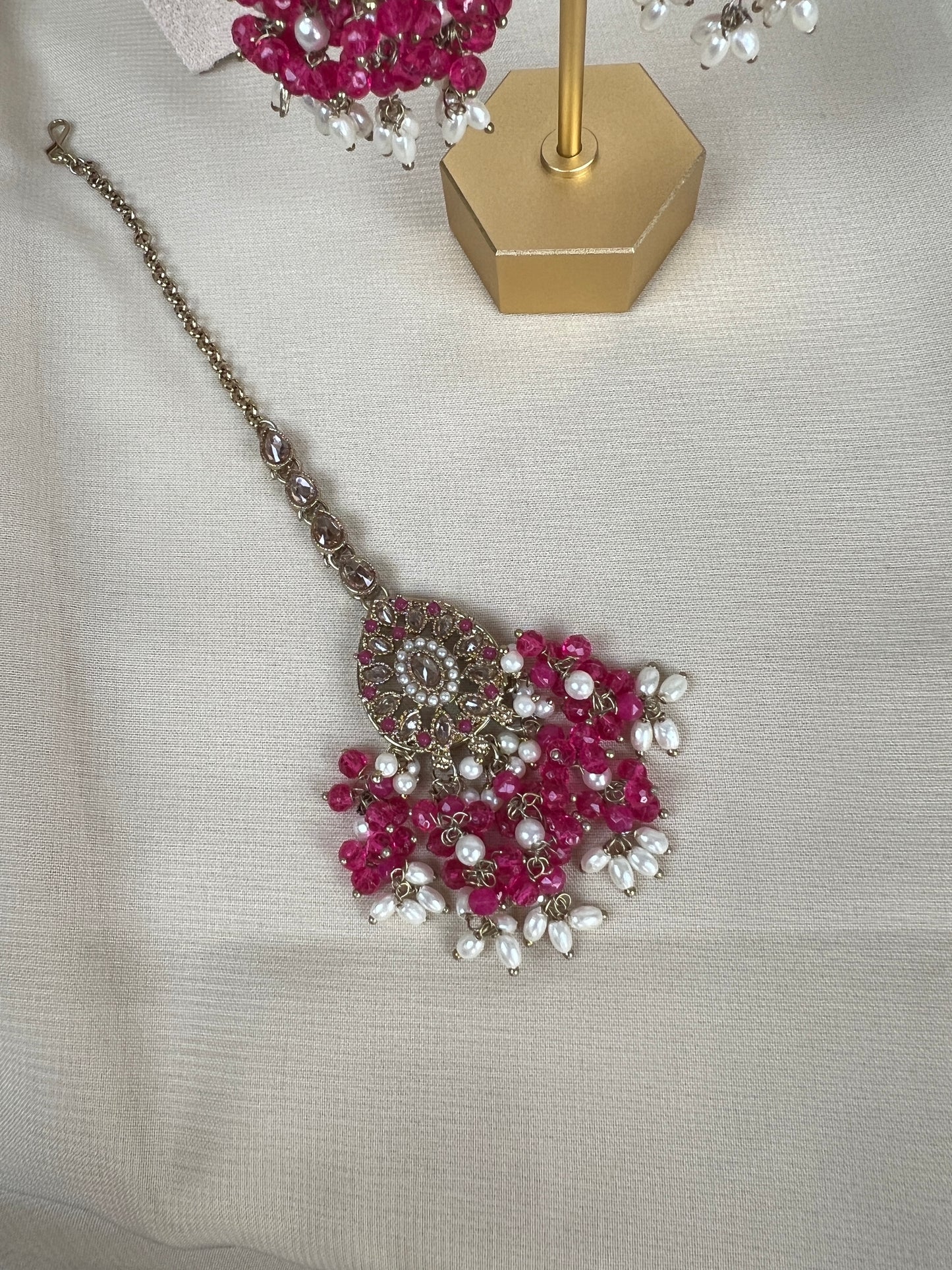 Nauratan Pearl Choker Set w/Jhumka Earrings