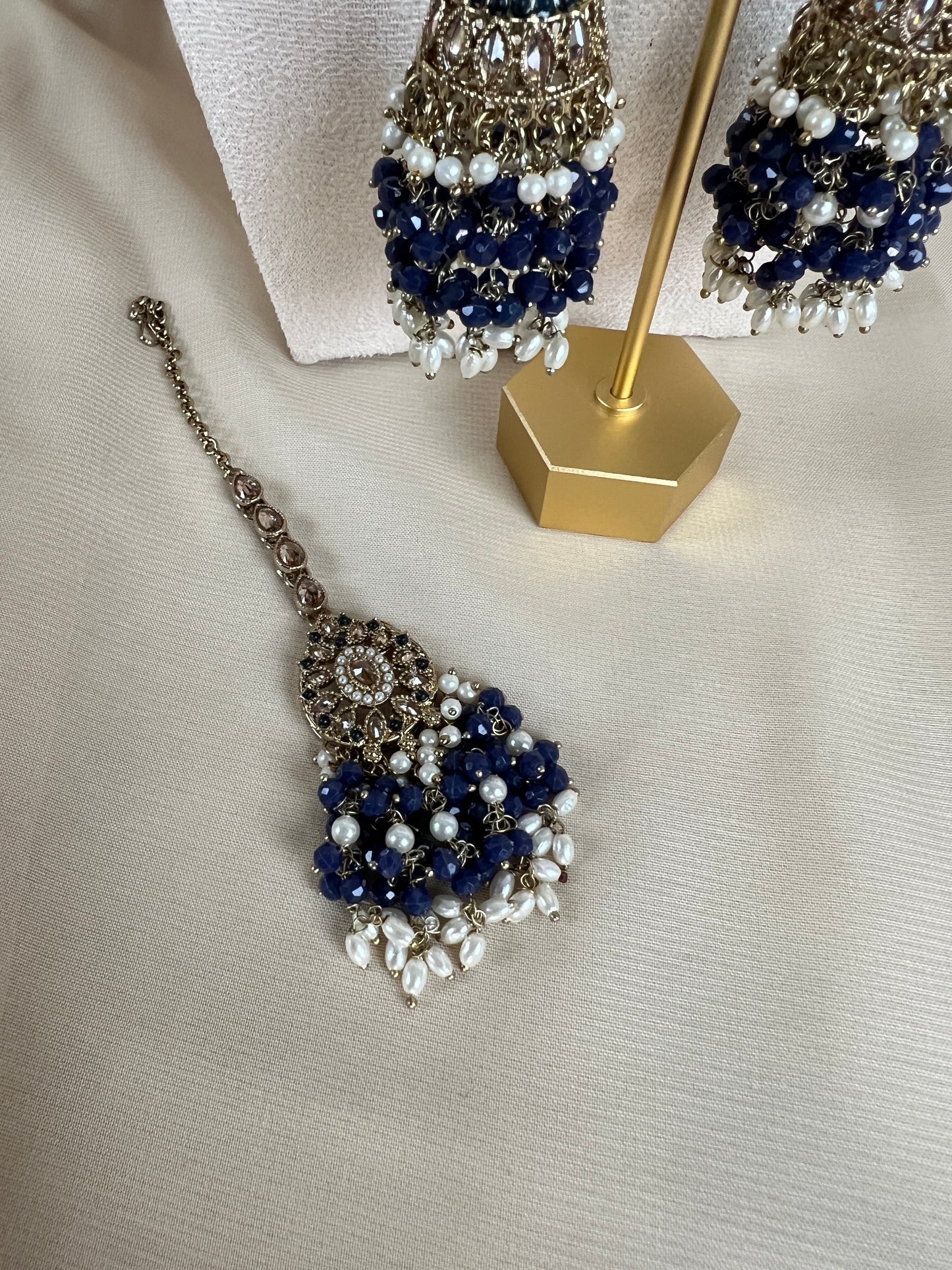 Nauratan Pearl Choker Set w/Jhumka Earrings