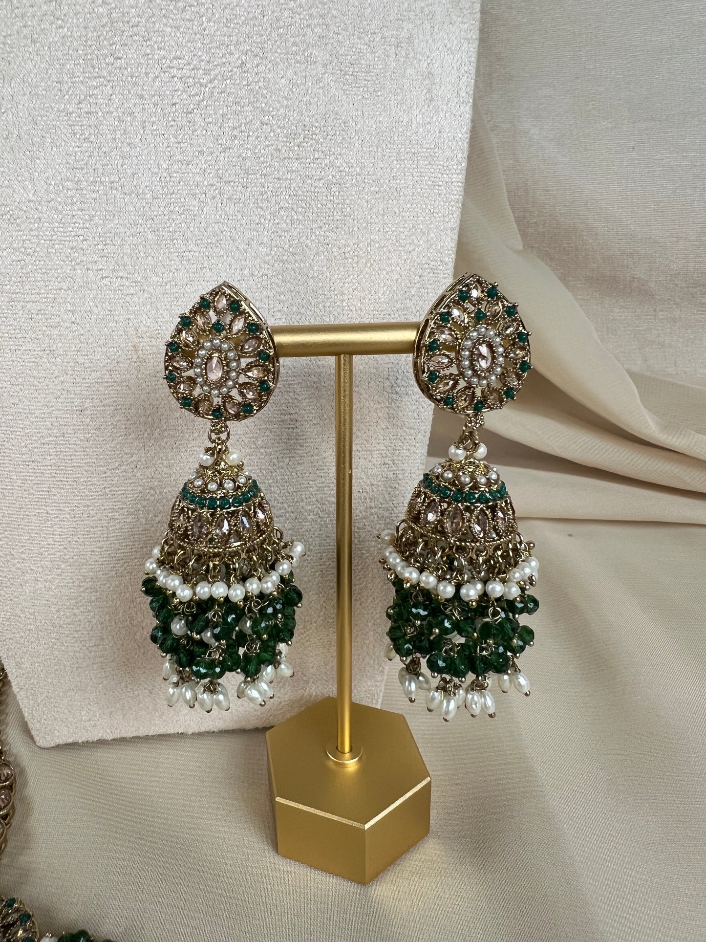 Nauratan Pearl Choker Set w/Jhumka Earrings