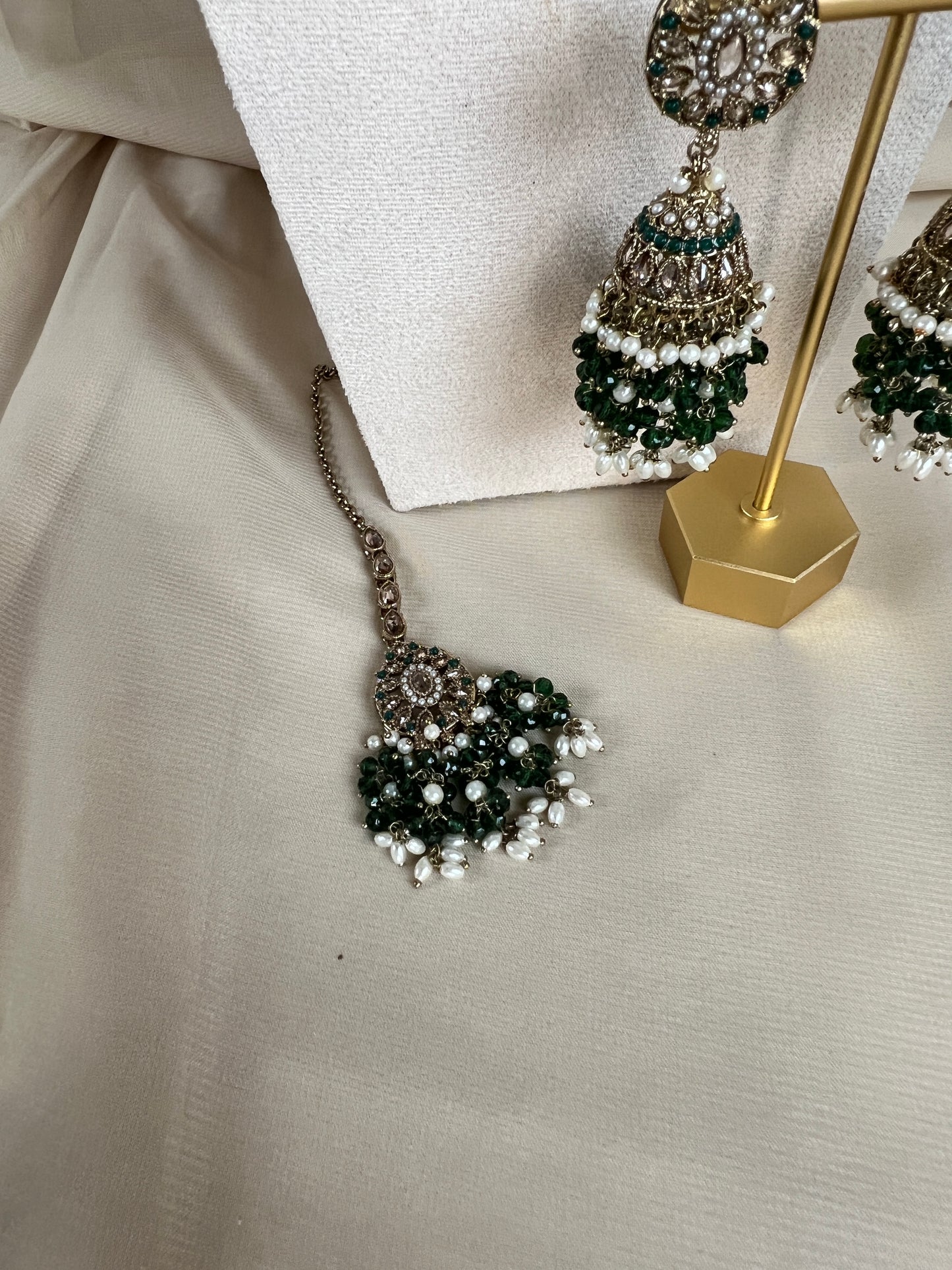 Nauratan Pearl Choker Set w/Jhumka Earrings