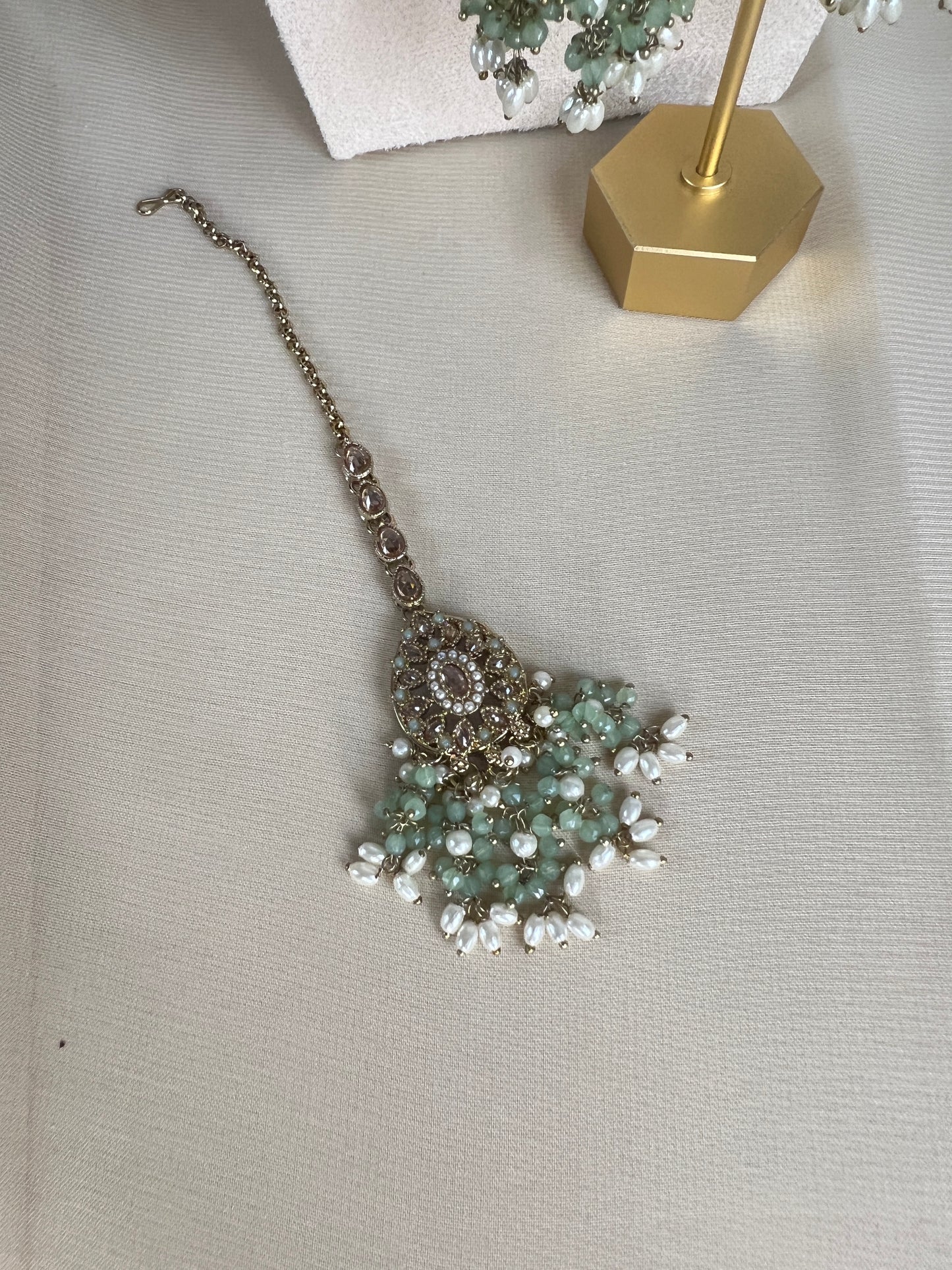 Nauratan Pearl Choker Set w/Jhumka Earrings