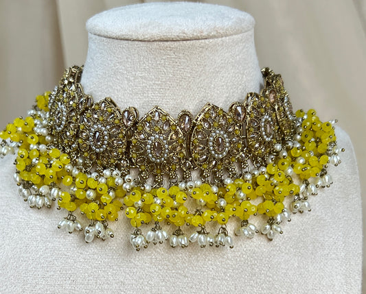 Nauratan Pearl Choker Set w/Jhumka Earrings