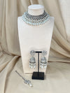Silver Pearl Choker Set with Large Jhumka Earrings
