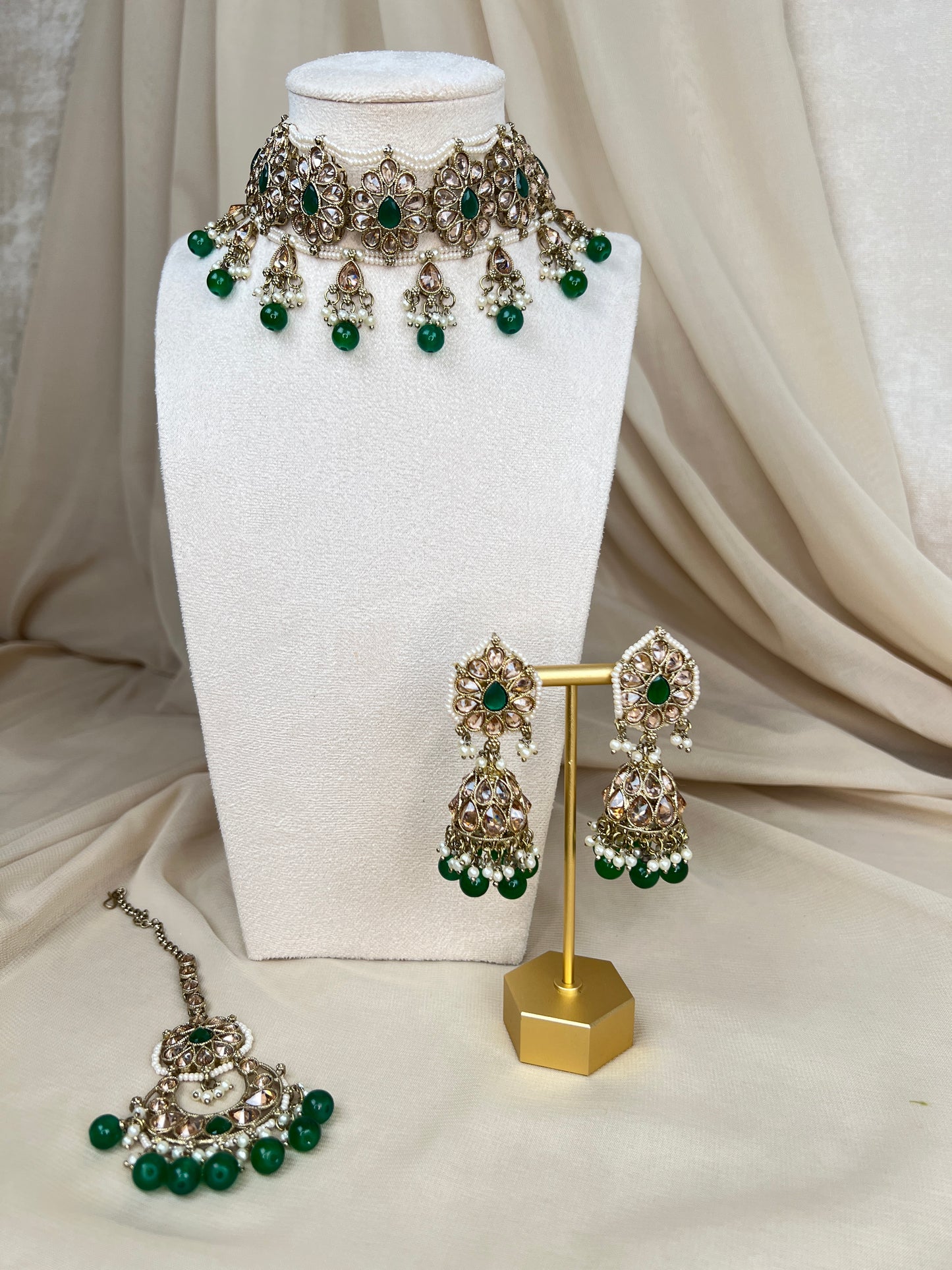 Pearl Choker Set with Large Jhumka Earrings