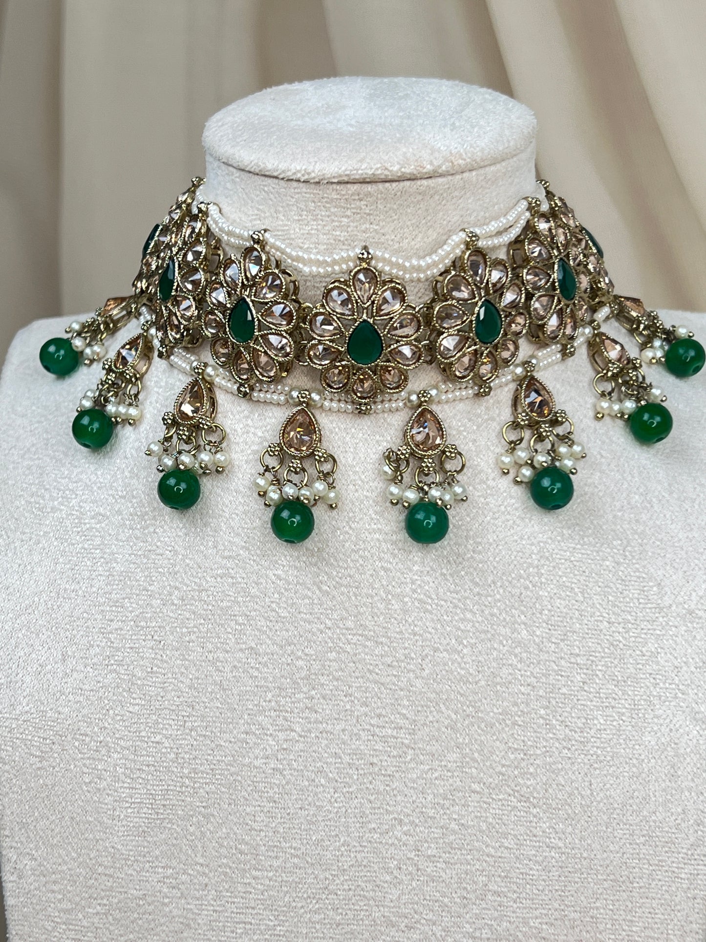 Pearl Choker Set with Large Jhumka Earrings