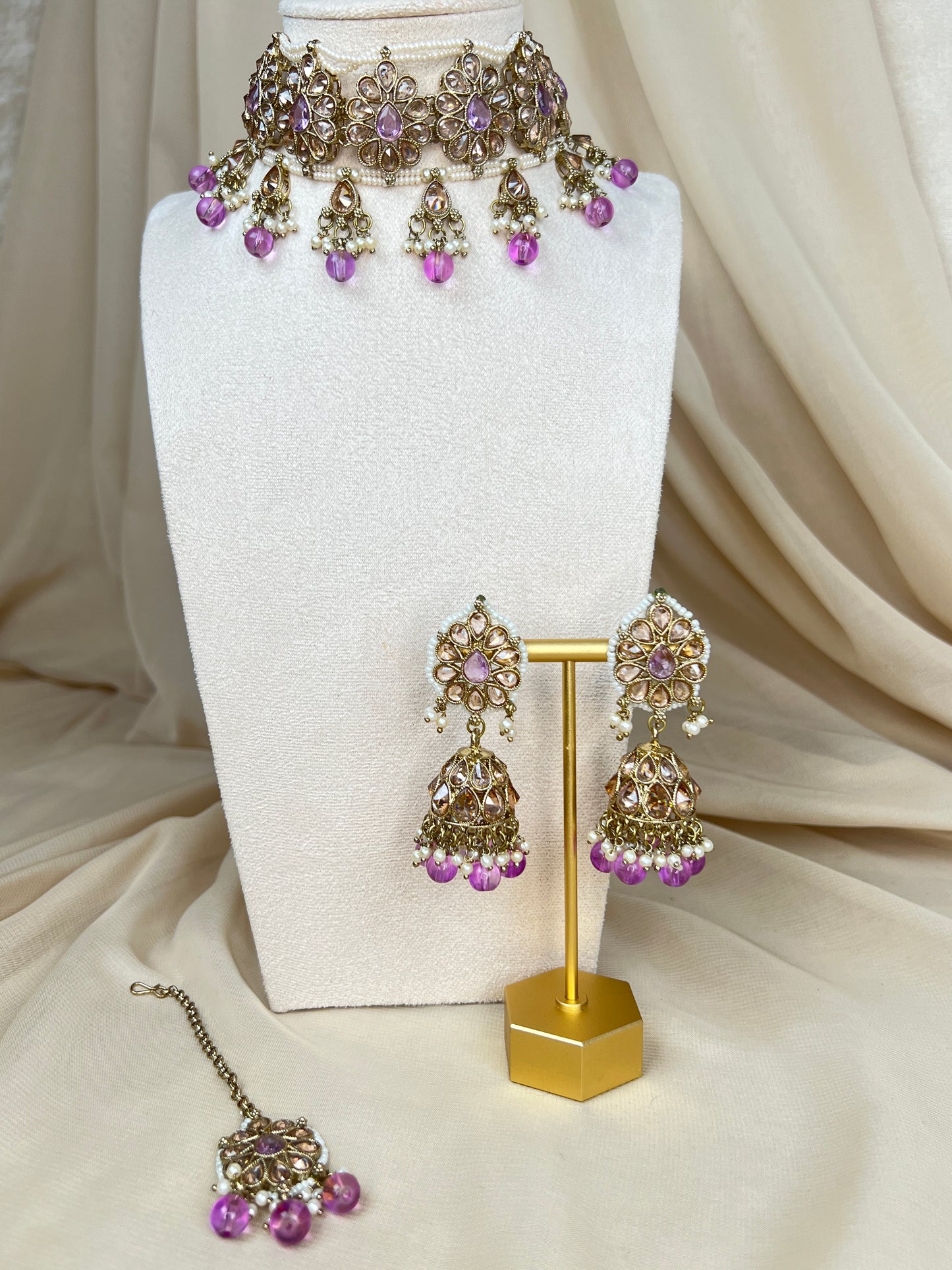 Pearl Choker Set with Large Jhumka Earrings