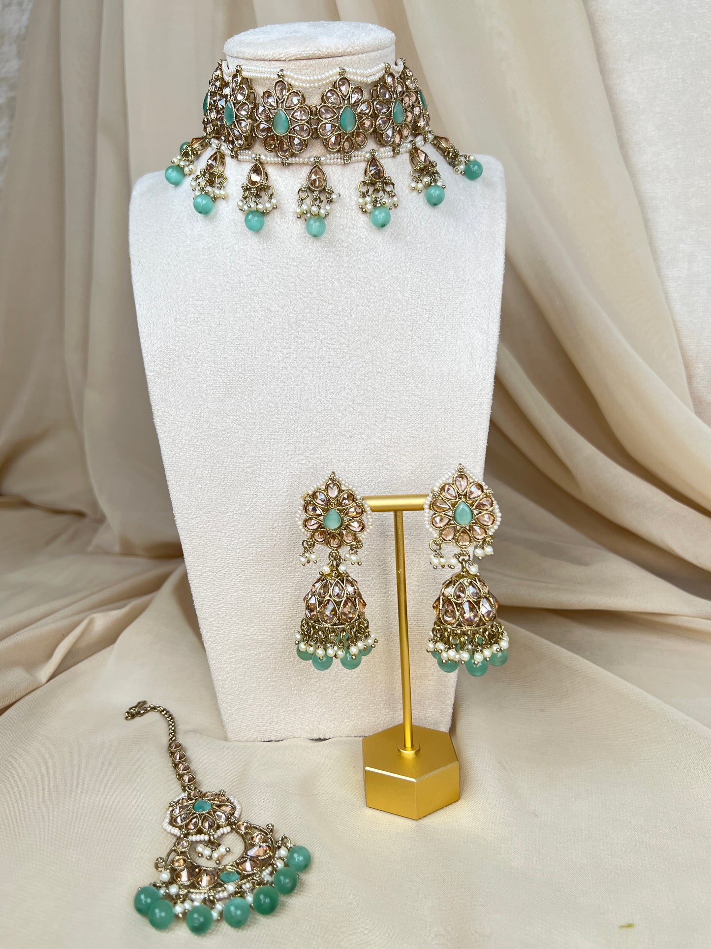 Pearl Choker Set with Large Jhumka Earrings