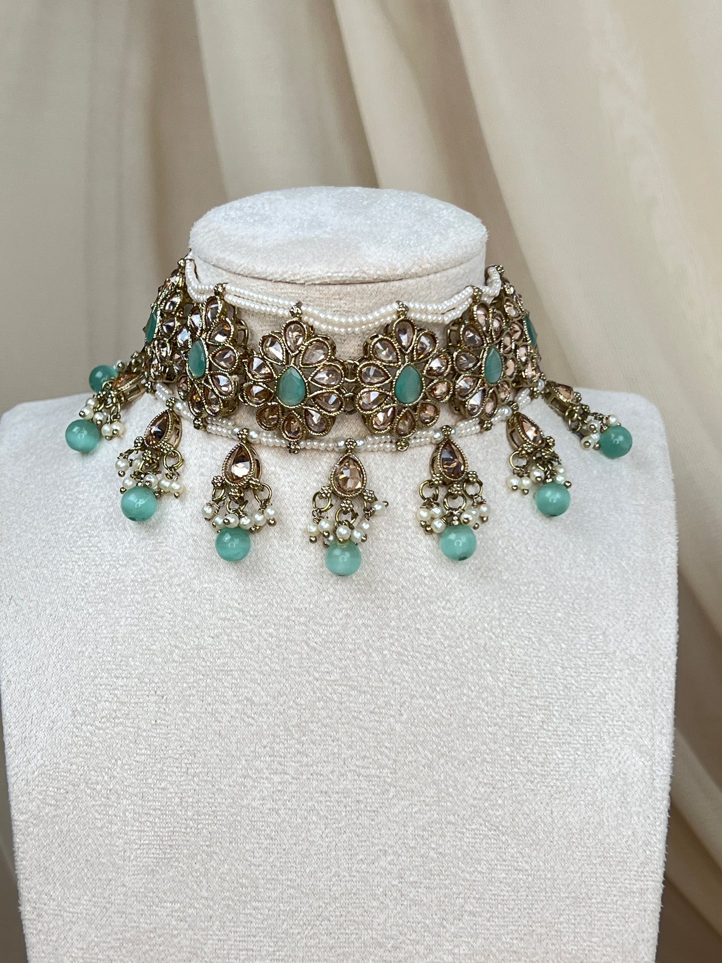 Pearl Choker Set with Large Jhumka Earrings