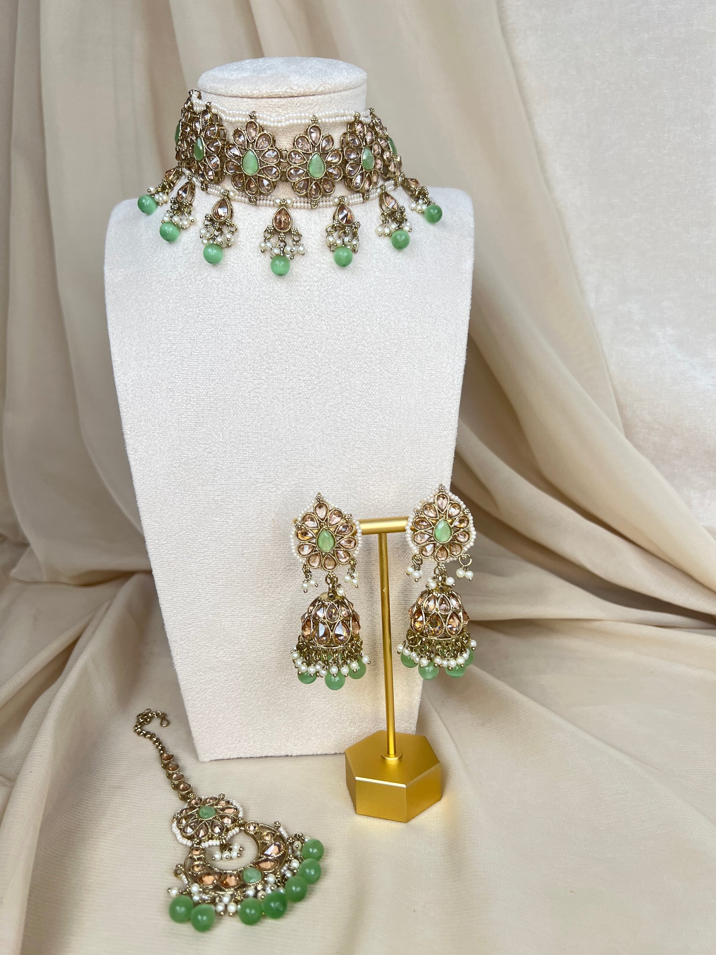 Pearl Choker Set with Large Jhumka Earrings