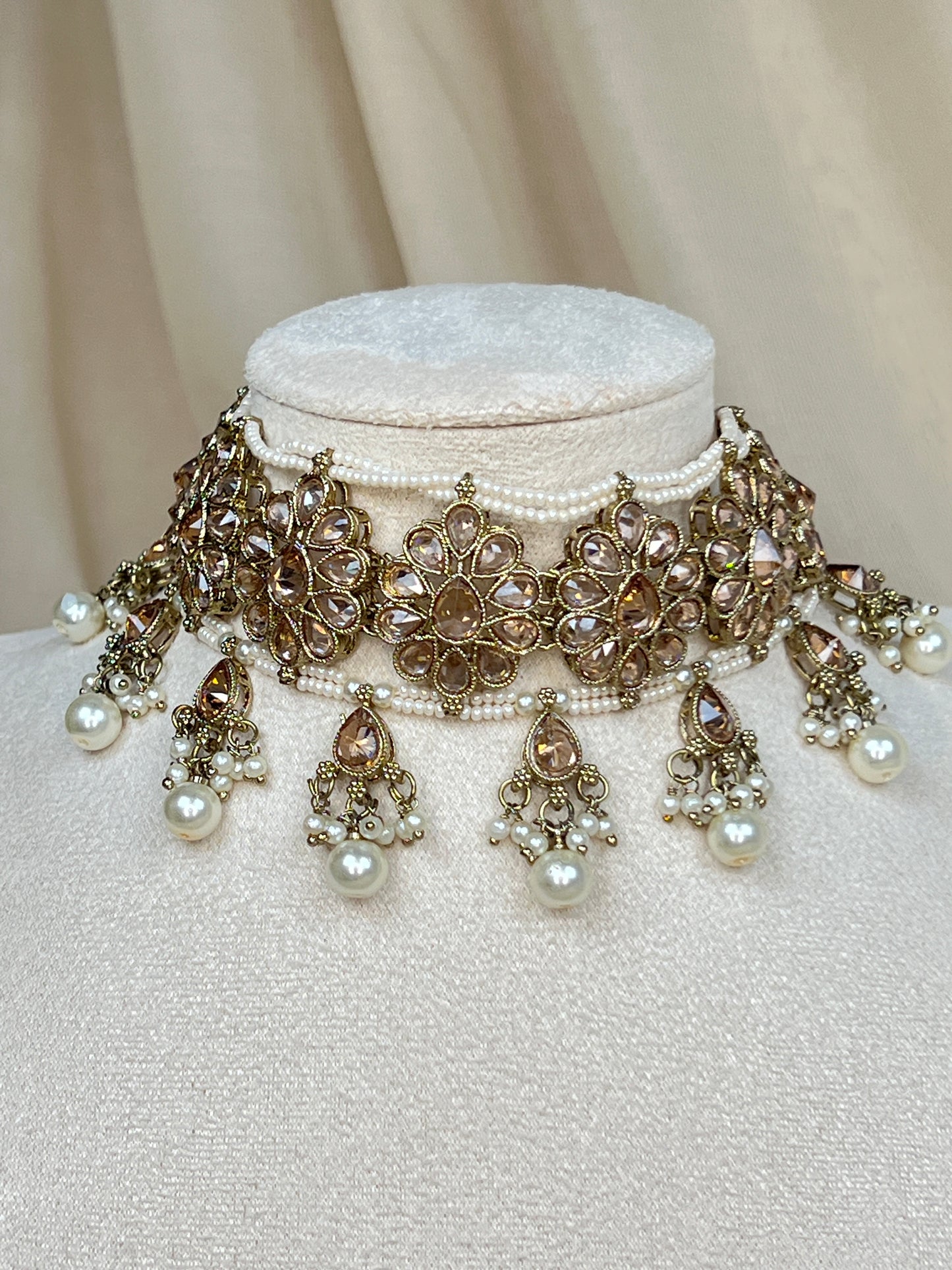 Pearl Choker Set with Large Jhumka Earrings