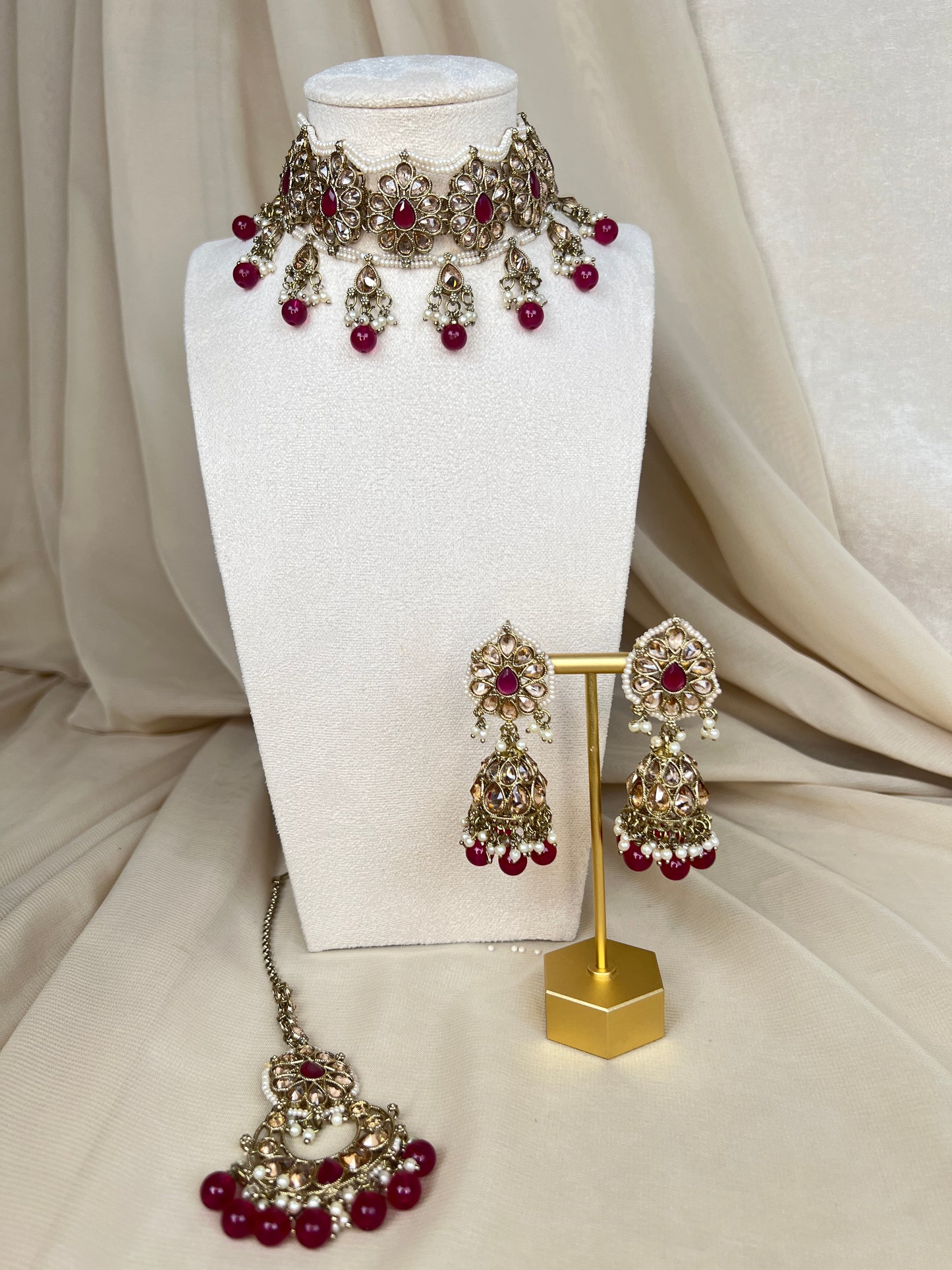 Pearl Choker Set with Large Jhumka Earrings