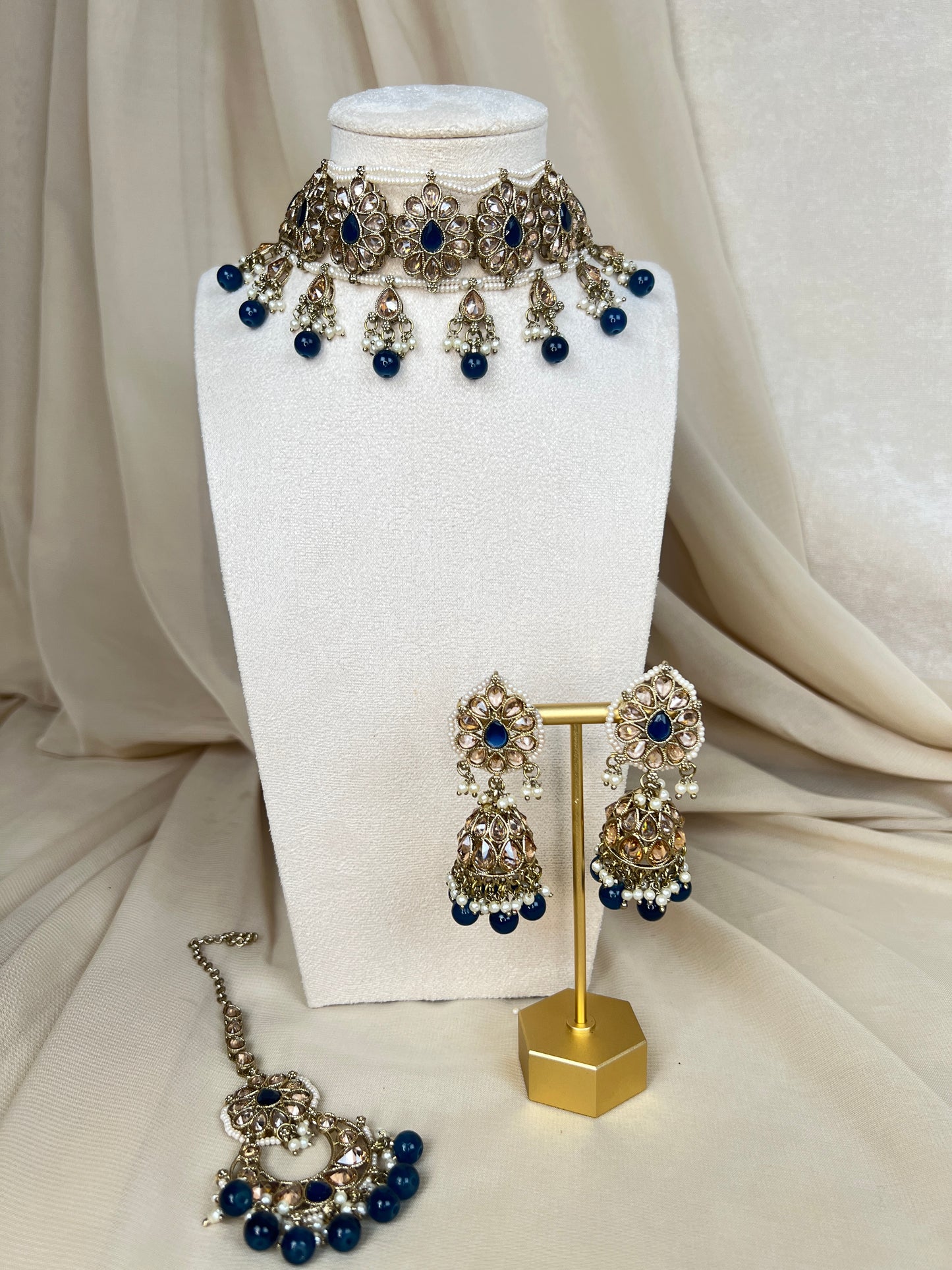 Pearl Choker Set with Large Jhumka Earrings
