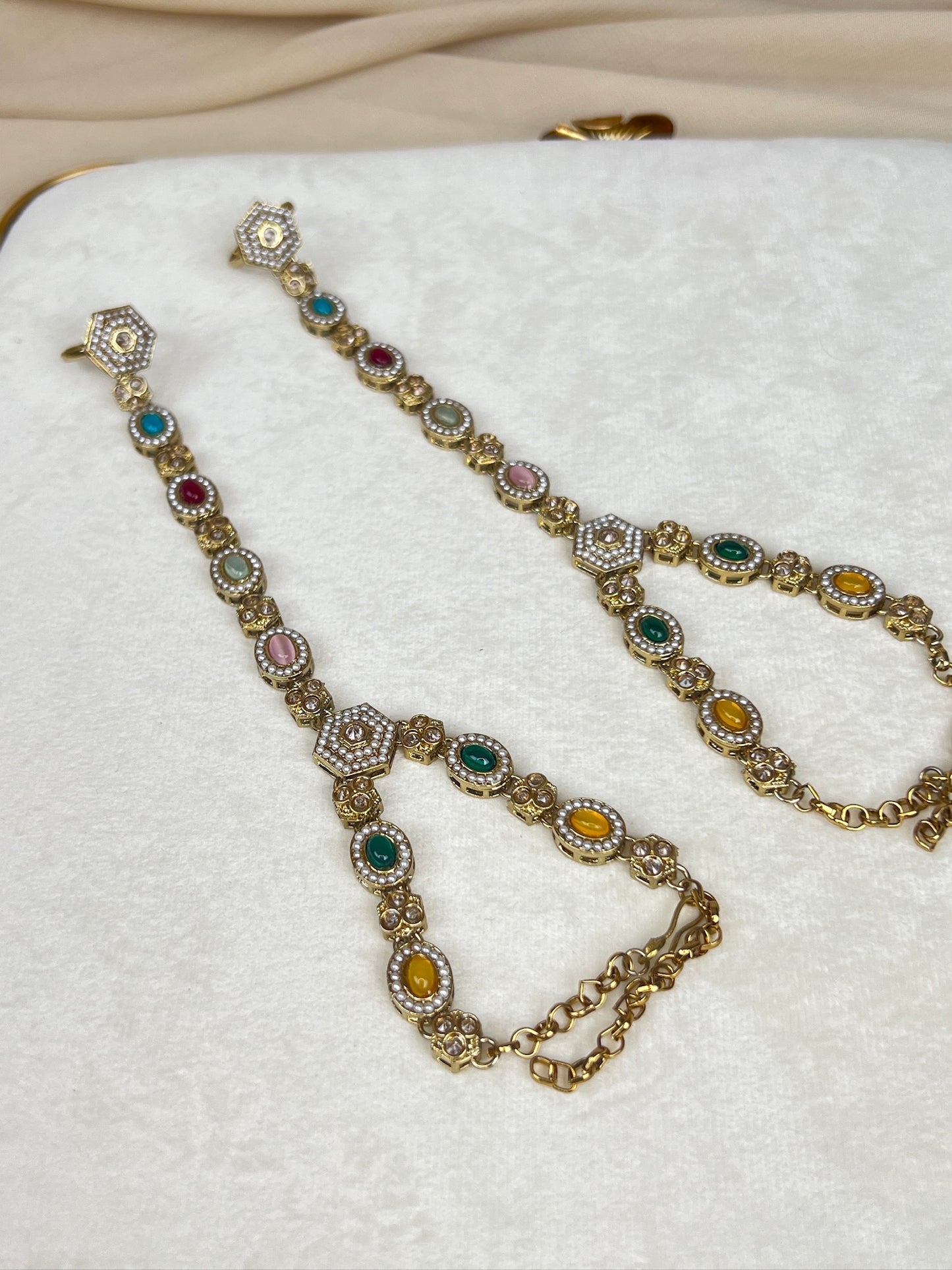 Nauratan Polki Hand Bracelet Ring Pair