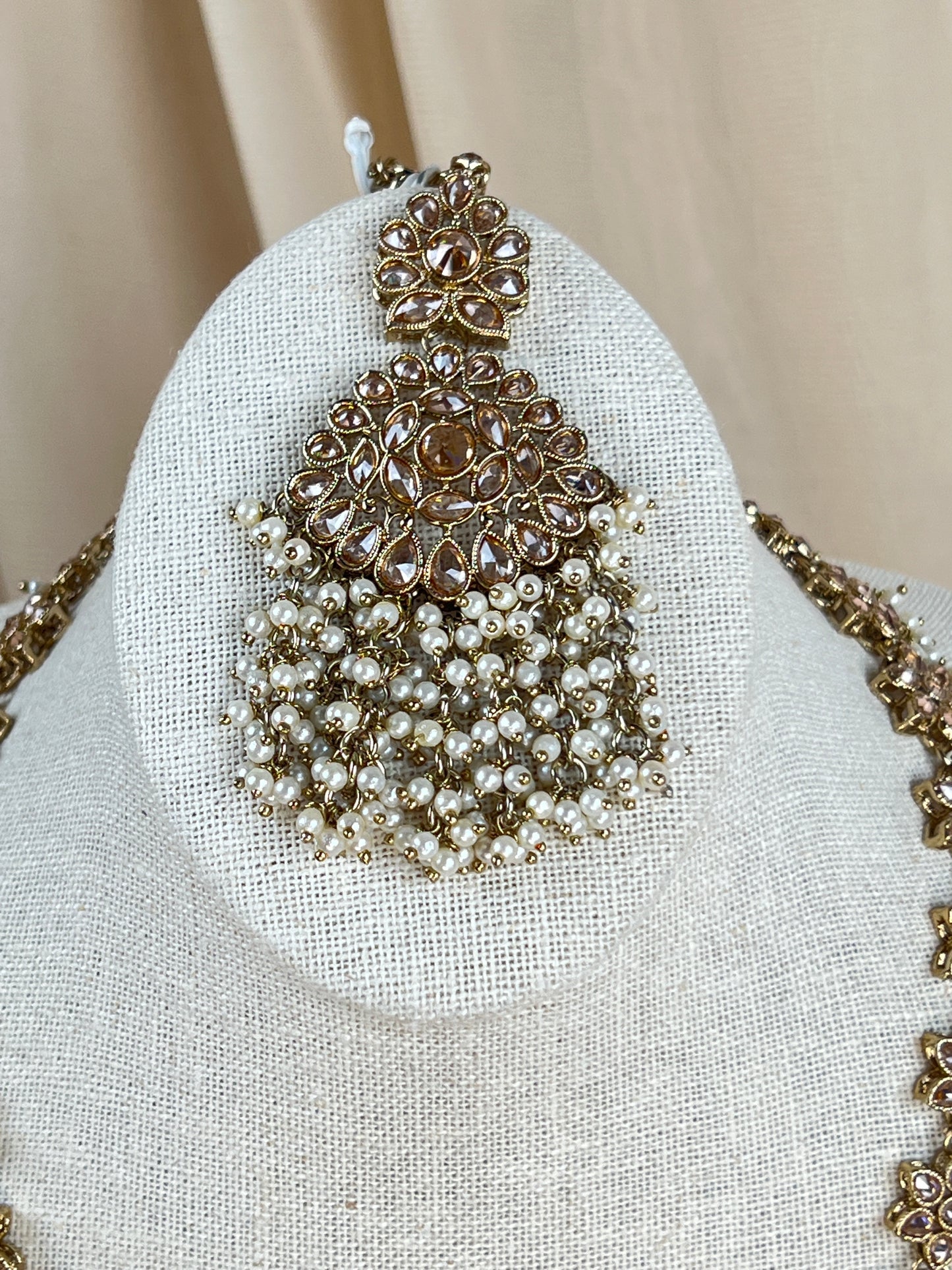 Large Long Polki Pearl Necklace Set