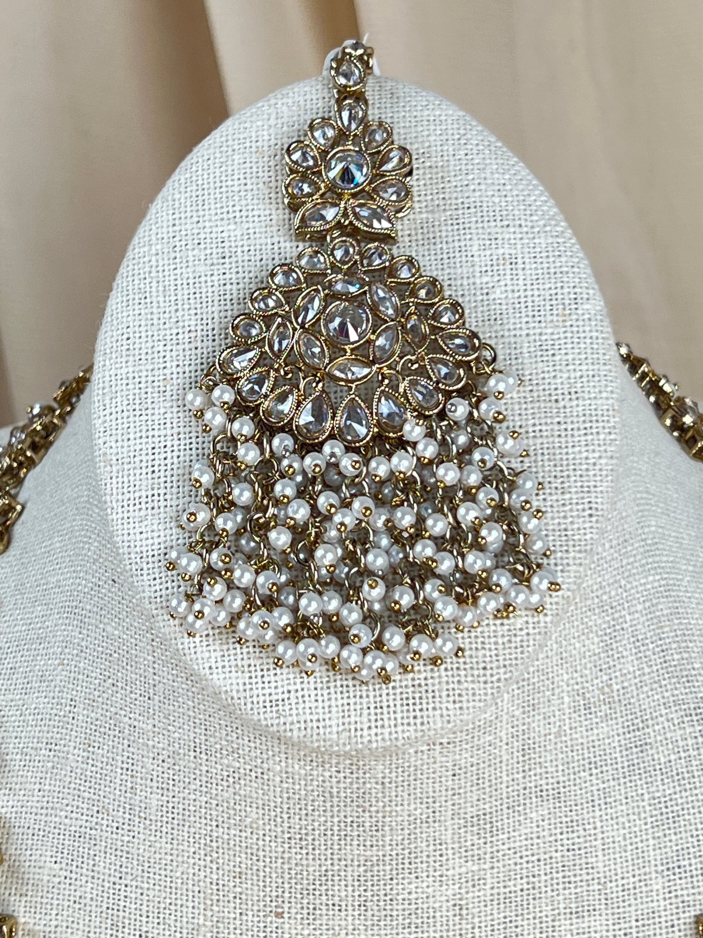 Large Long Polki Pearl Necklace Set