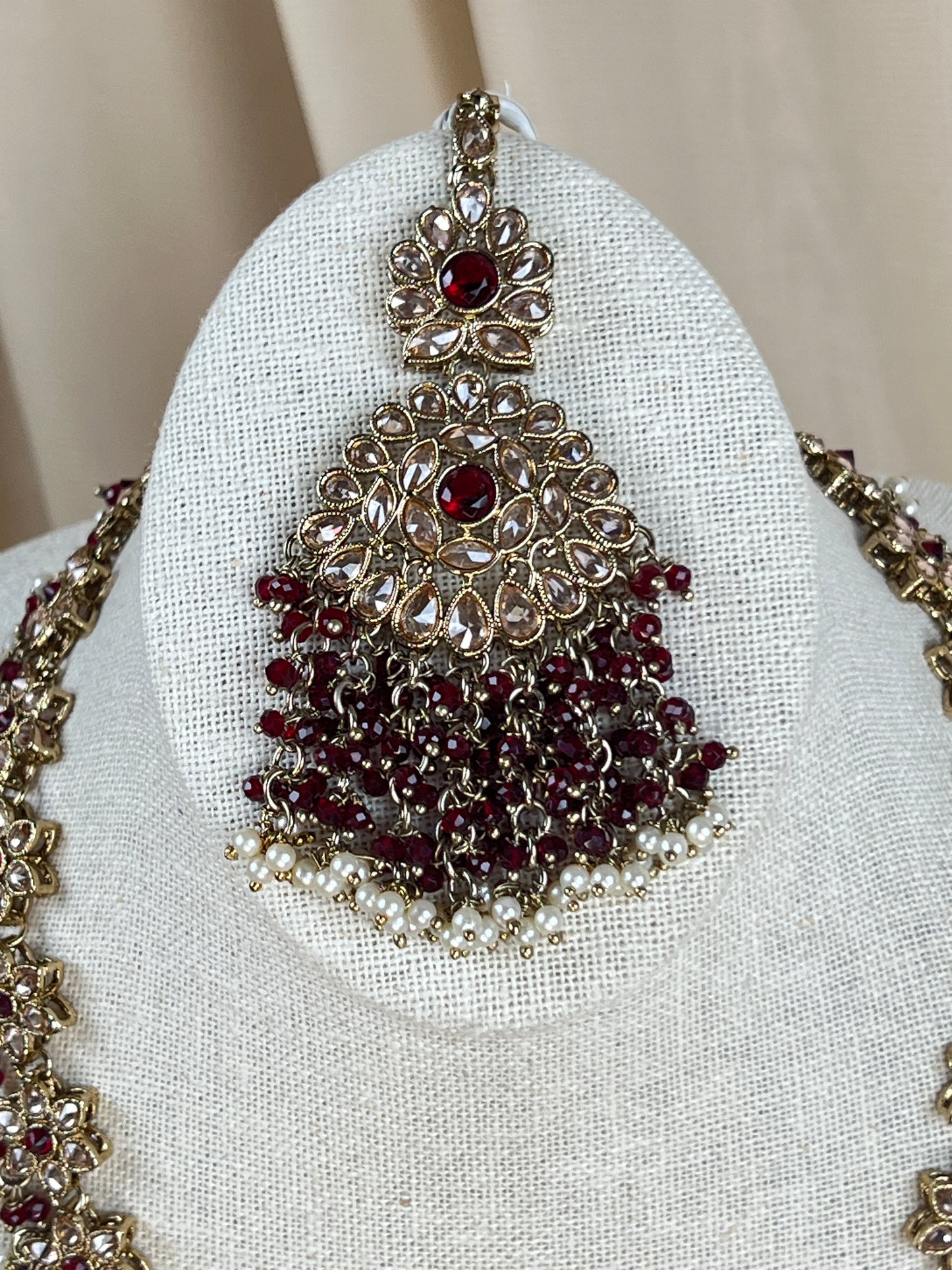 Large Long Polki Pearl Necklace Set
