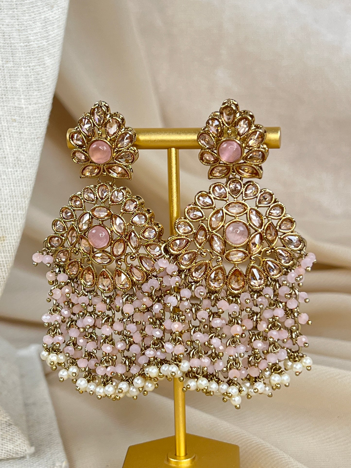 Large Long Polki Pearl Necklace Set
