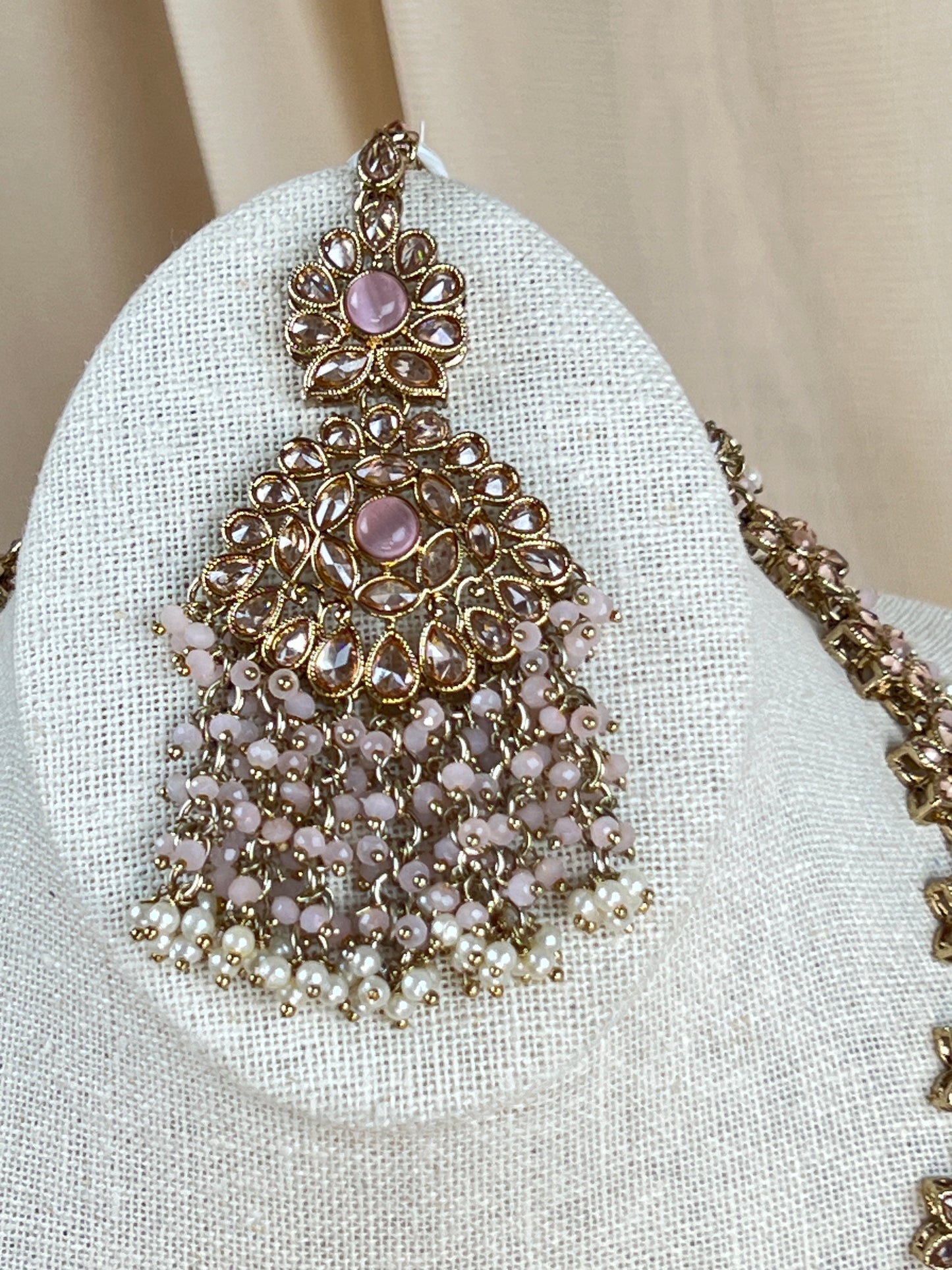Large Long Polki Pearl Necklace Set