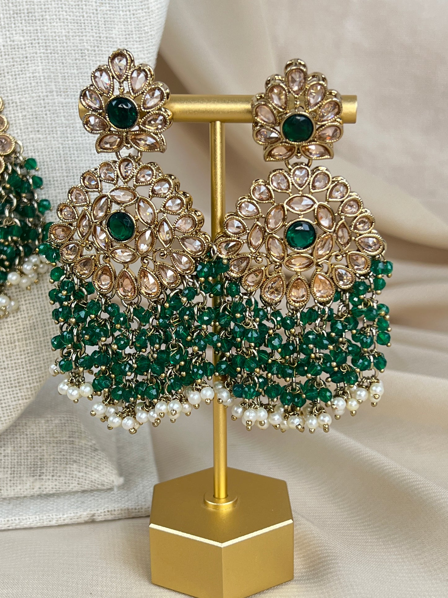 Large Long Polki Pearl Necklace Set