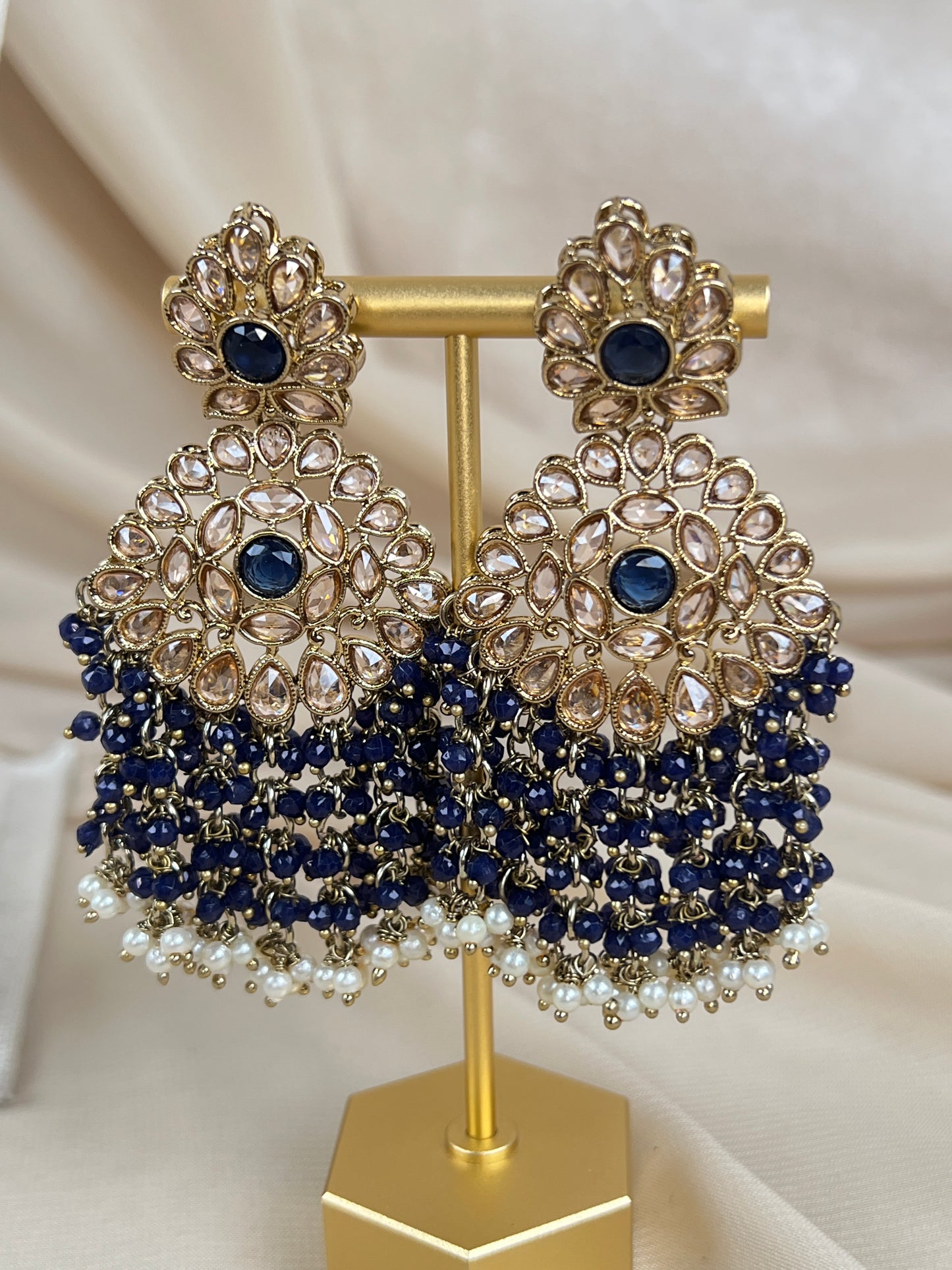 Large Long Polki Pearl Necklace Set