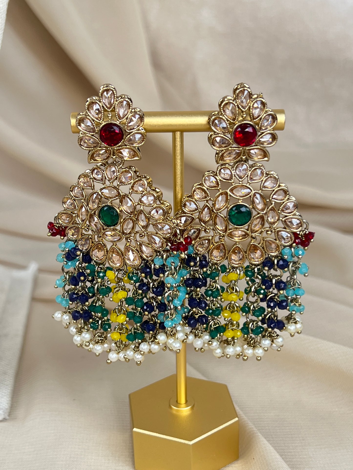 Large Long Polki Pearl Necklace Set